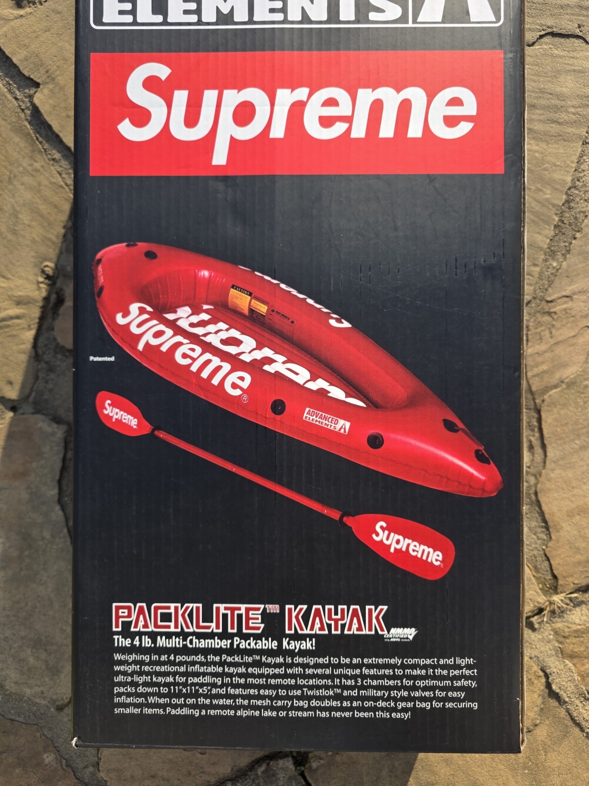Supreme Advanced Elements Packlite Kayak in Red SS18 Inflatable Packable Oar