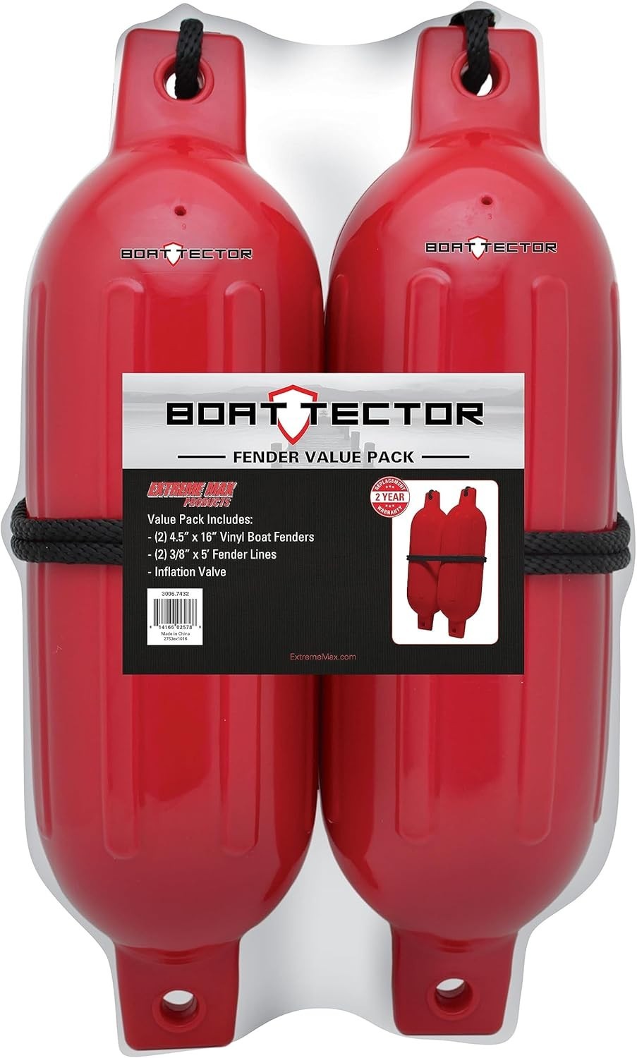 Protect Your Boat with 2 Inflatable Fenders – 4.5″ x 16″ Bright Red Pack