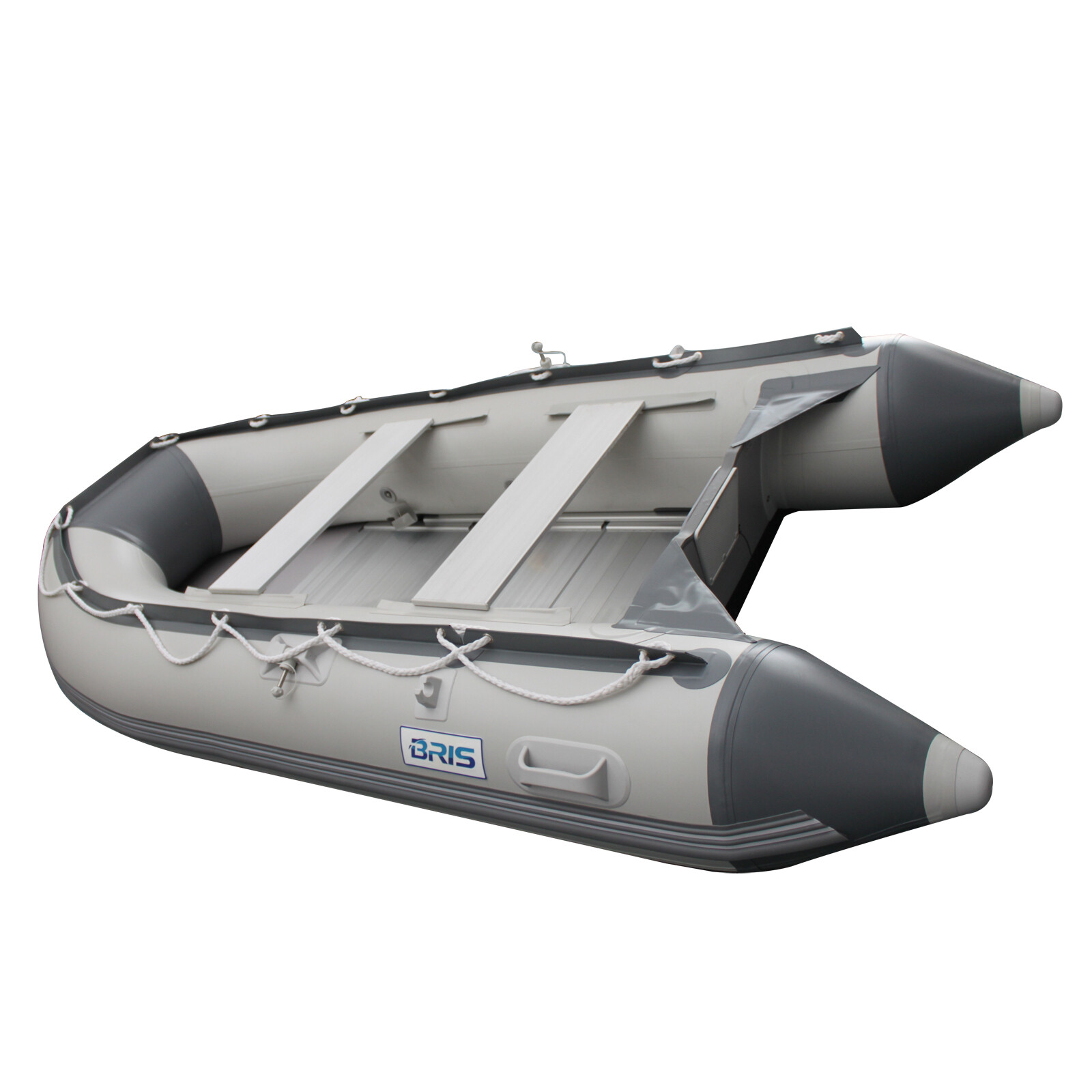 BRIS 9.8 ft Inflatable Boat Dinghy Pontoon Boat Tender Fishing Raft Gray