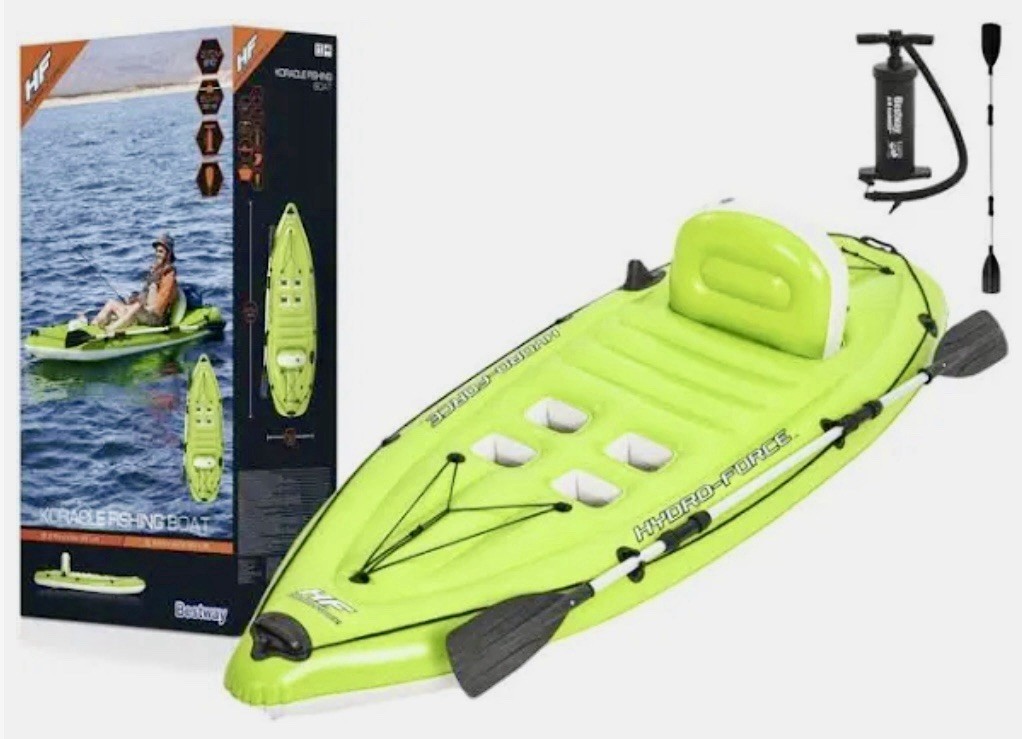 Bestway Hydro-force Inflatable Koracle Fishing kayak Boat Complete Set with Pump