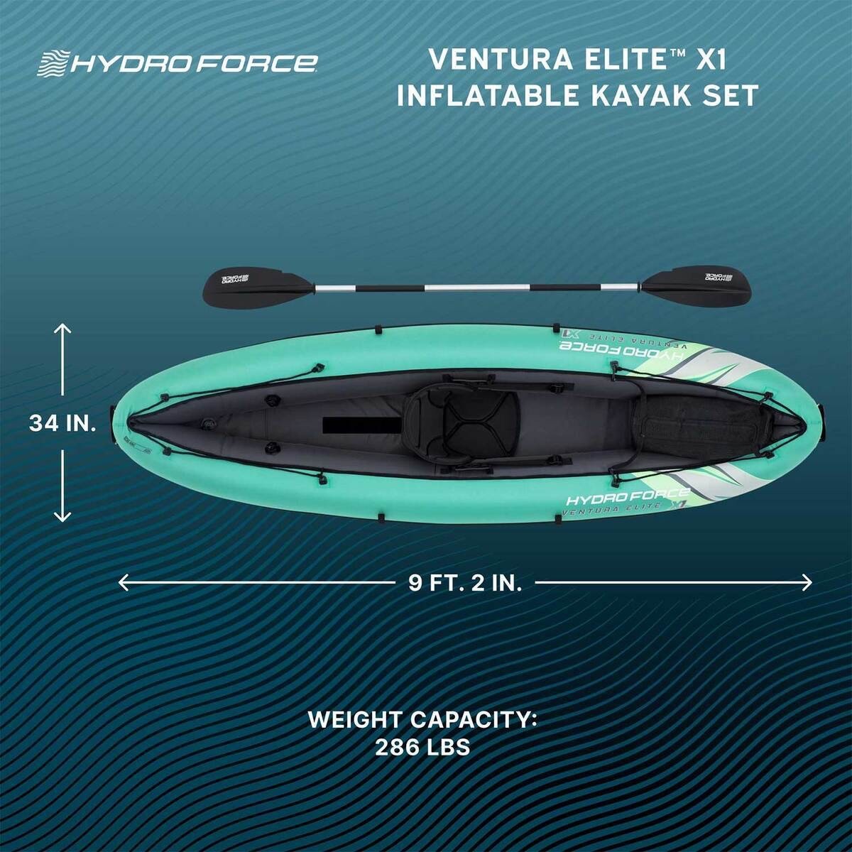 Bestway Hydro Force Ventura Elite X1 1-Person Inflatable Kayak Set 9ft 2in NEW