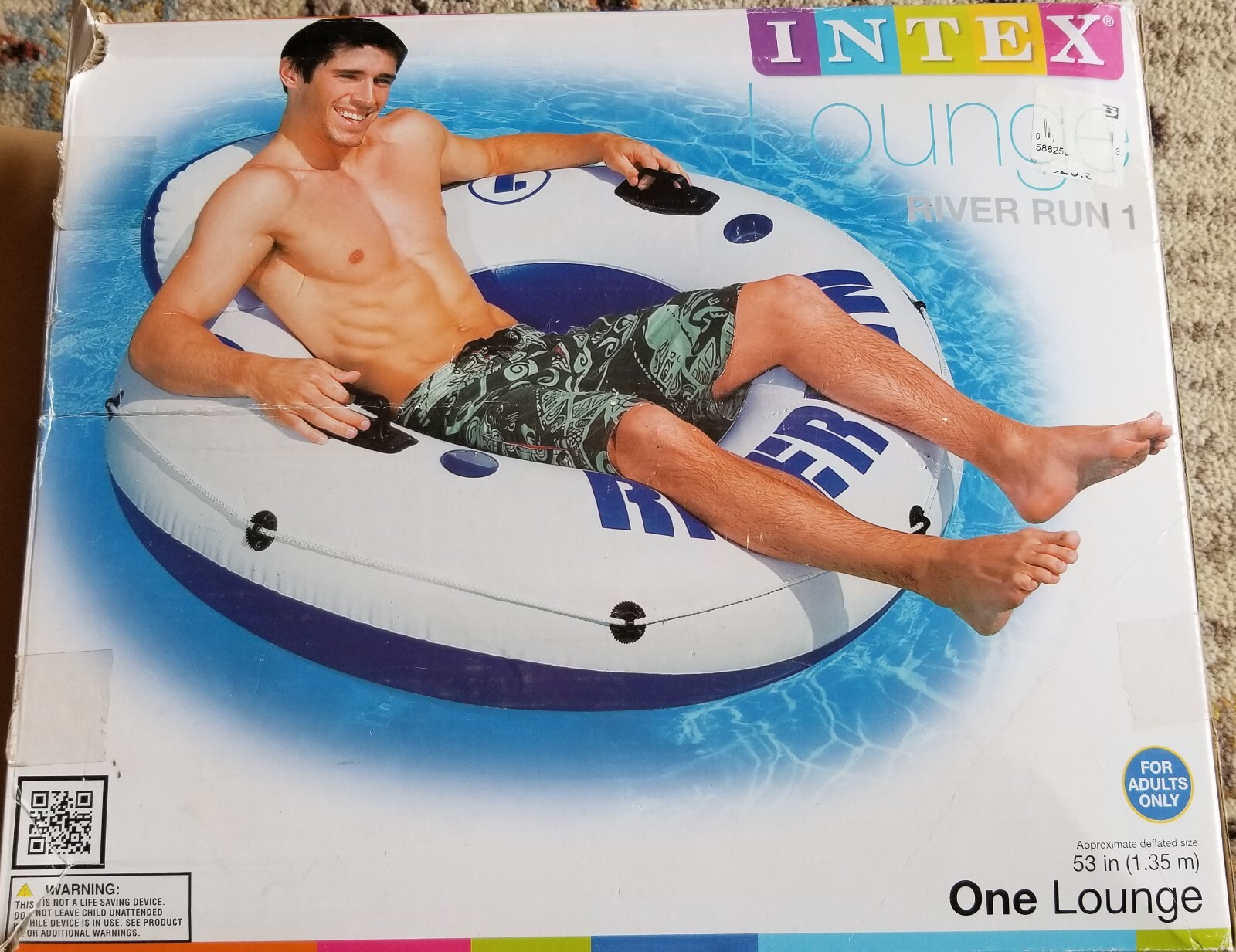Intex River Run I Sport Lounge 53 inch Inflatable Water Float for Lake and Pool