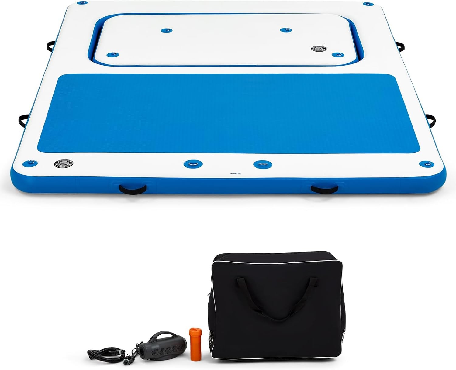 10’x8′ Inflatable Floating Dock Platform White Polyester EVA Mat with Pump