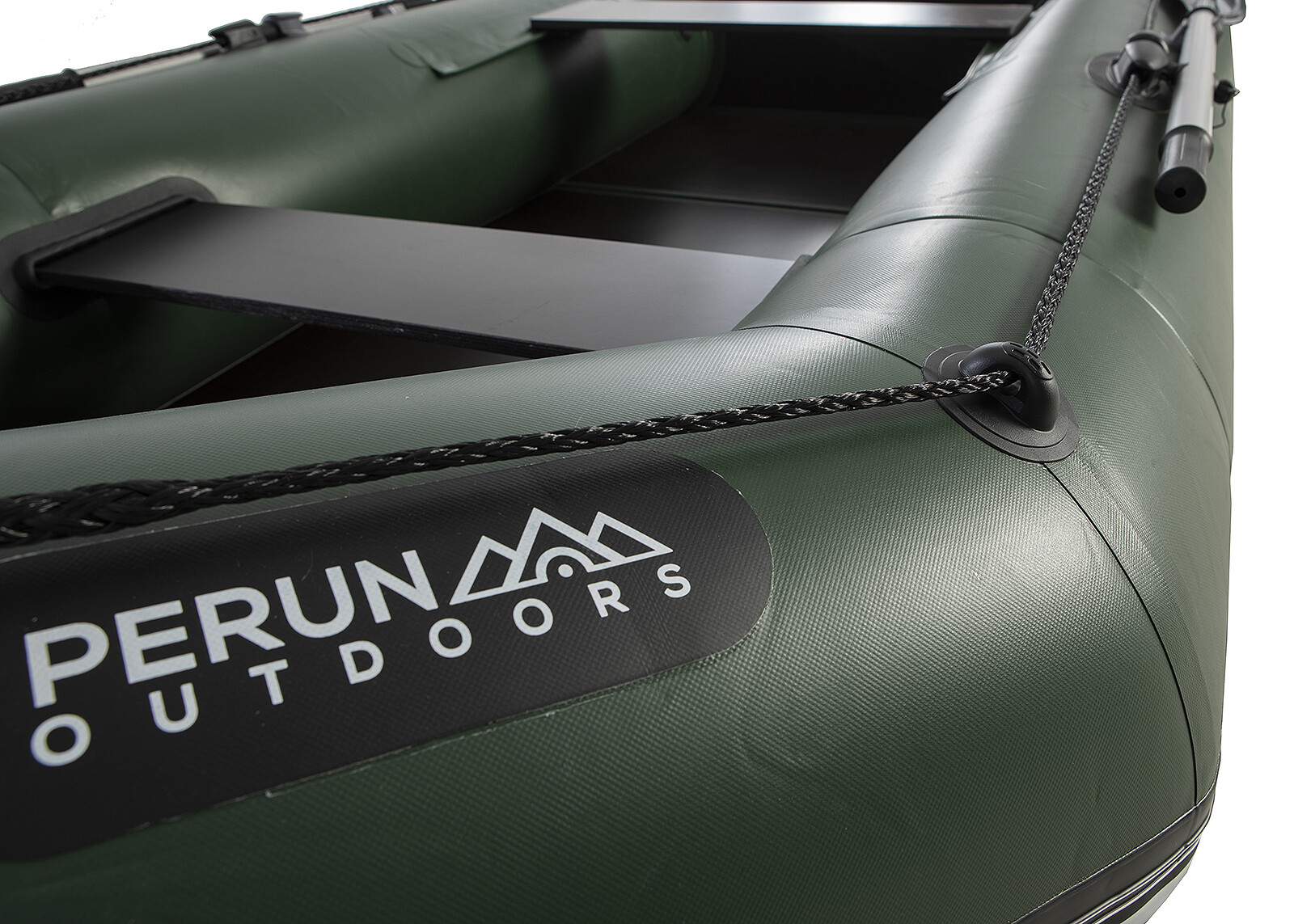 Perun Outdoors Durable PVC Inflatable Motor Boat w/Foot Air Pump and Carry Bag