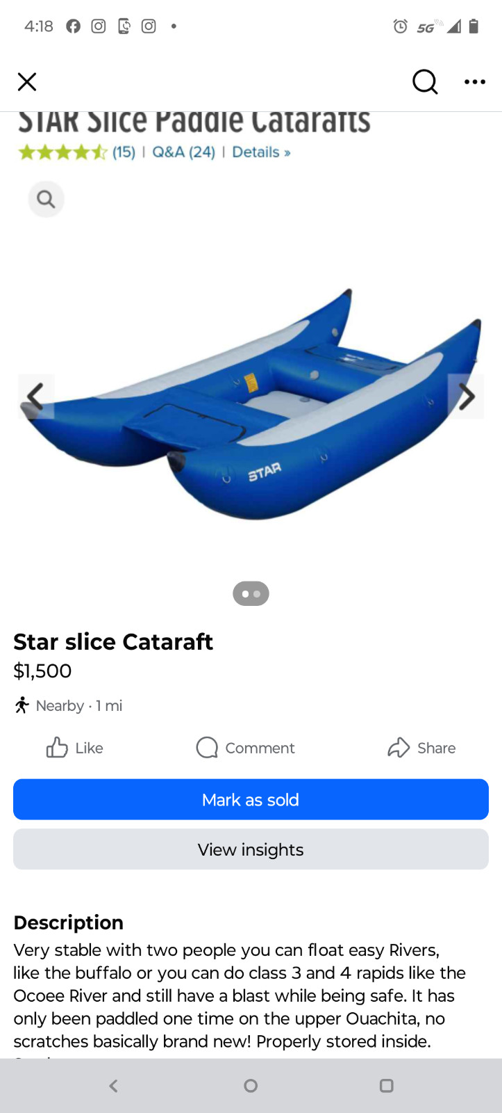 Paid over $2,300 new, it’s a blast on White water or just floating