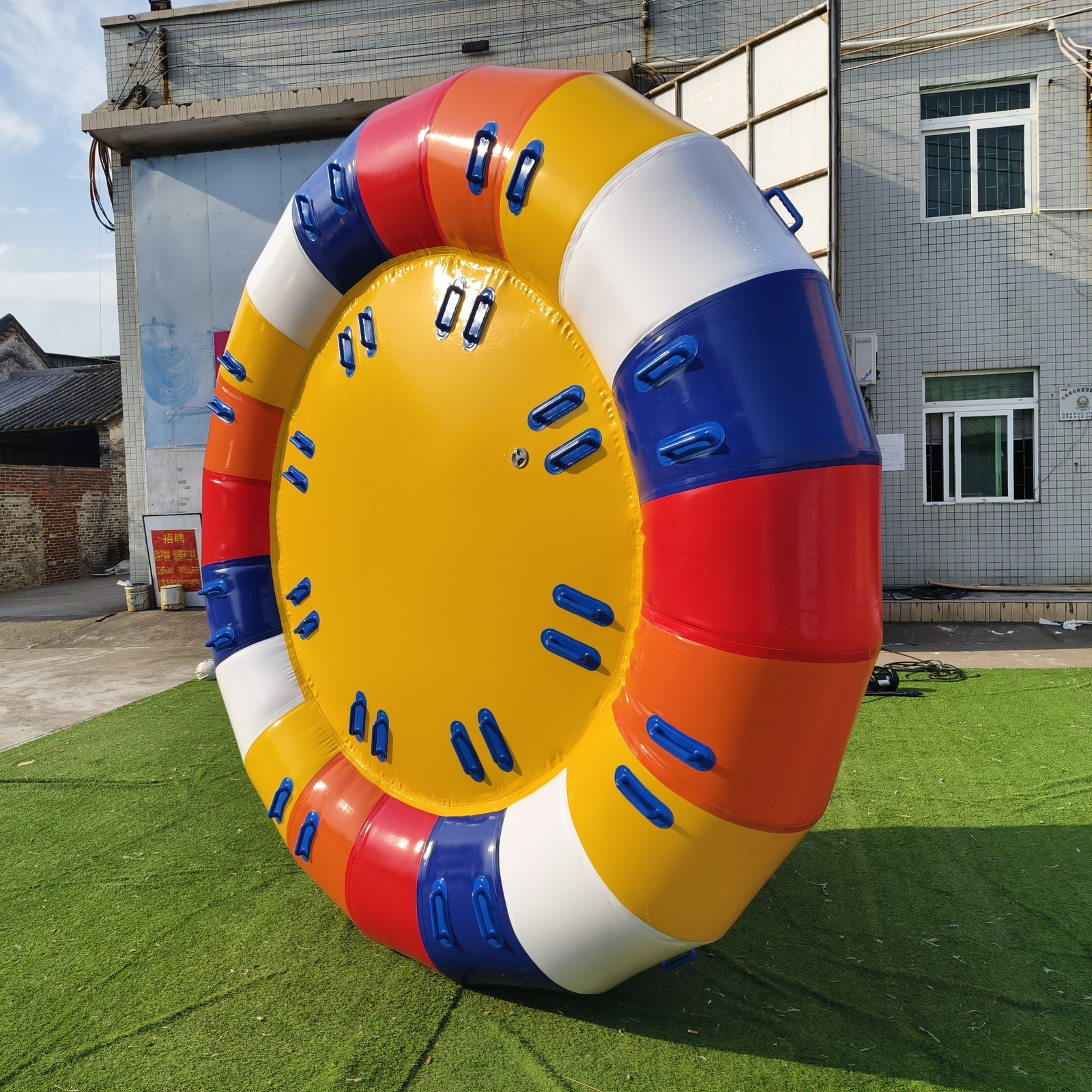 10FT Inflatable Rotating Water Disco Boat UFO Inflatable Floating Towable Boat