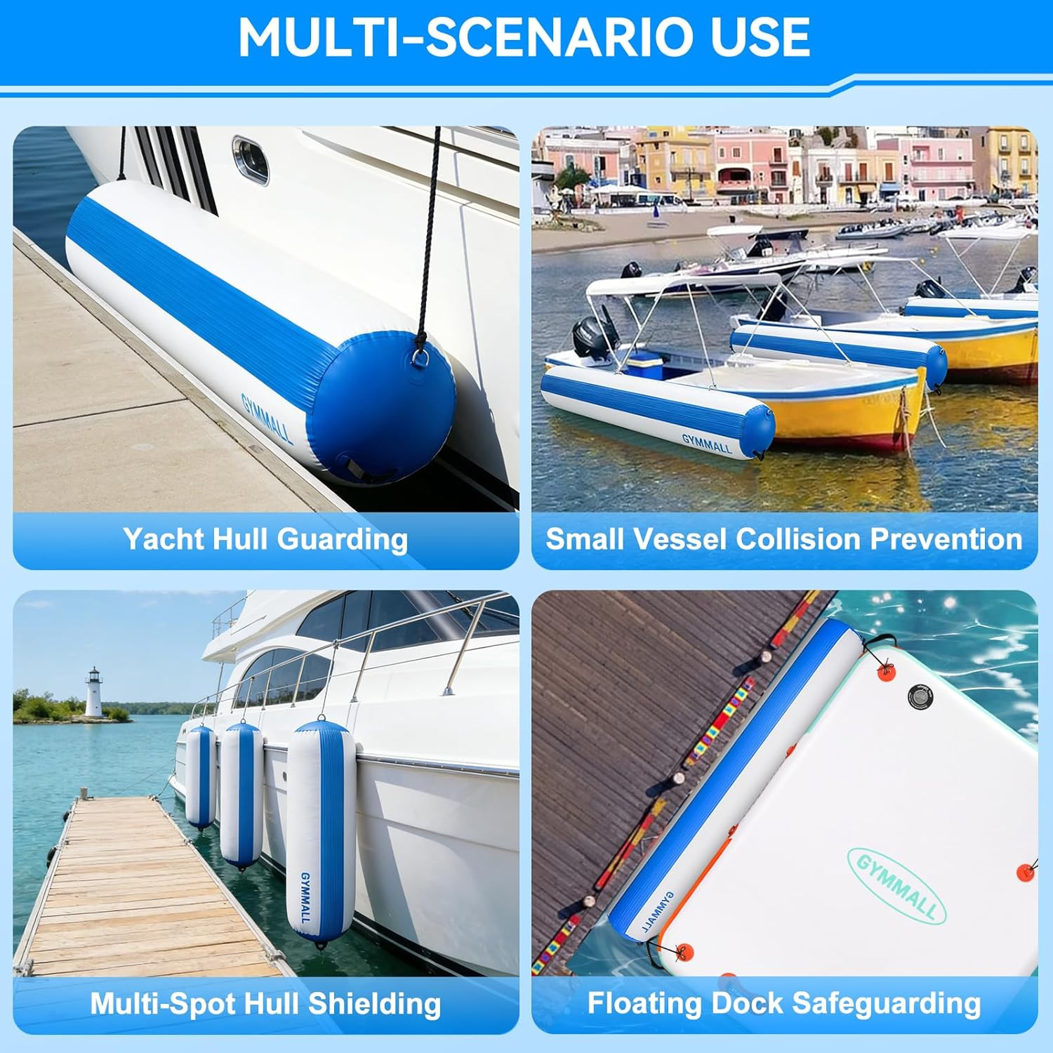 Inflatable Boat Fenders for Docking Boat Bumpers with 600W Electric Pump, 5FT/6F