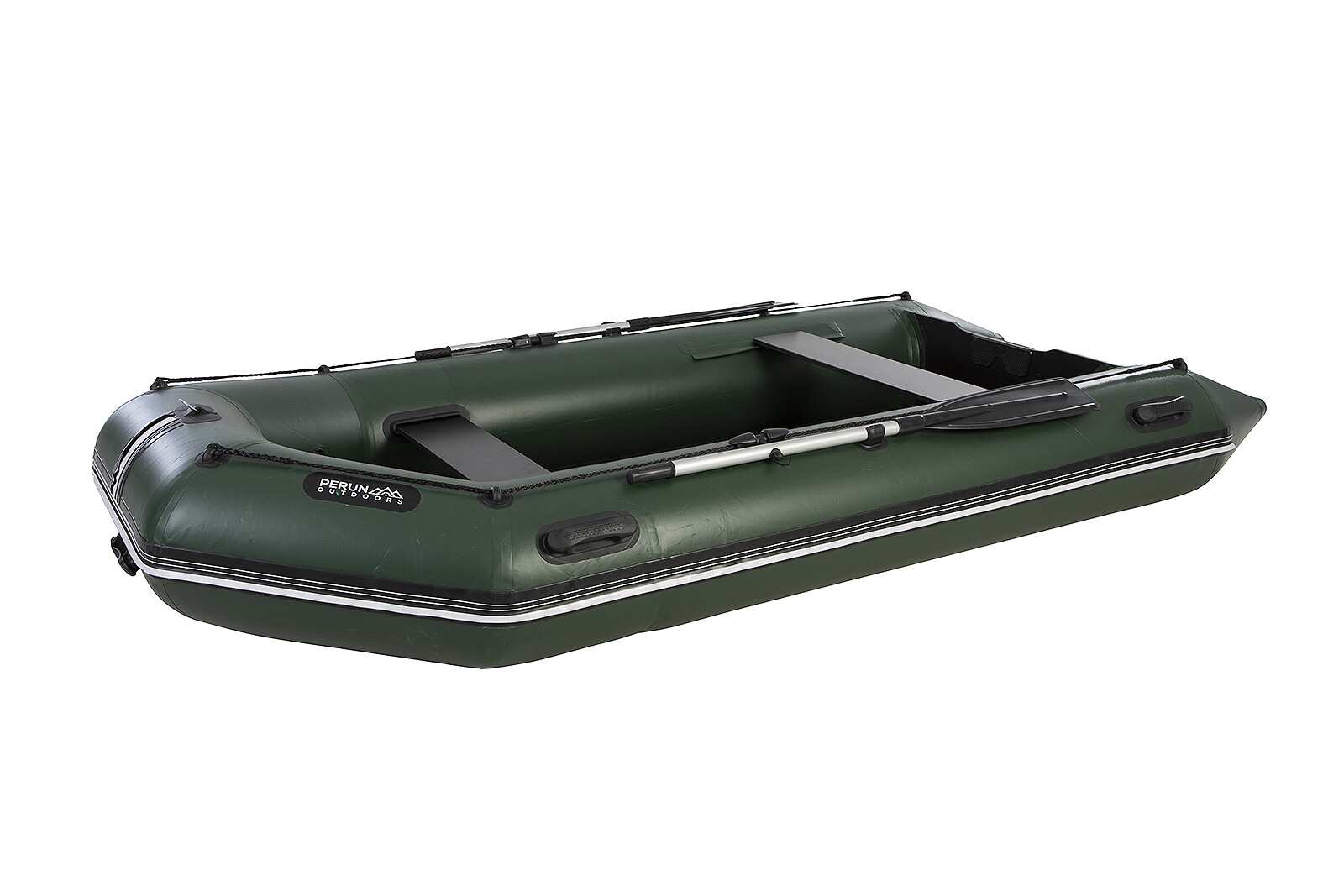 Perun Outdoors Durable PVC Inflatable Motor Boat w/Foot Air Pump and Carry Bag