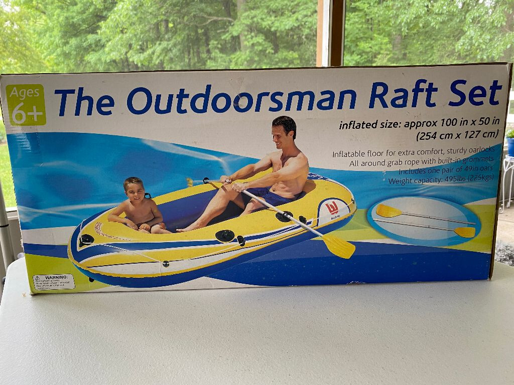 CLEARWATER 2 MAN INFLATABLE RAFT FLOAT BOAT OAR SET OUTDOORMAN NEW