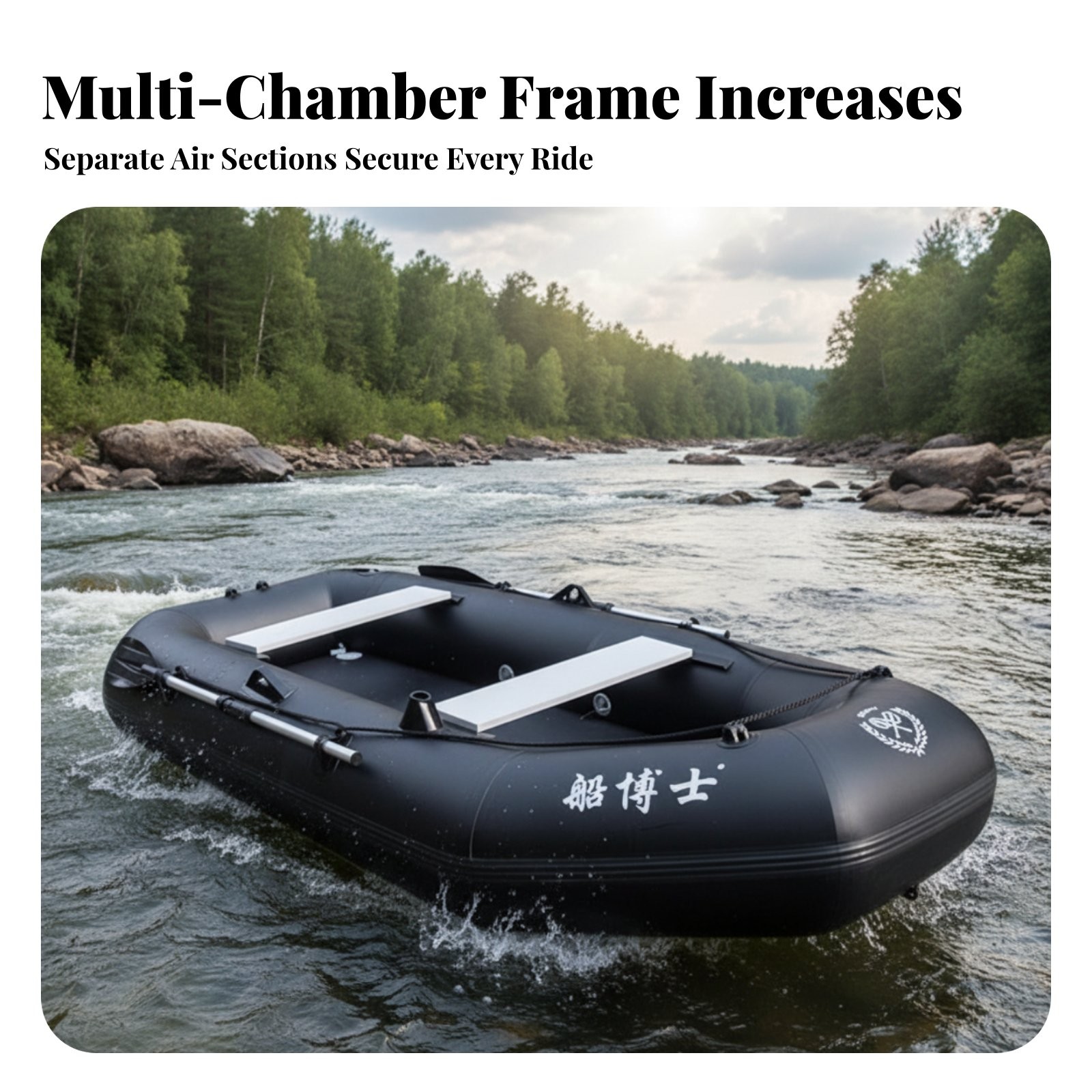 Hard Bottom Inflatable Raft, Multi-Person Kayak, Foldable, Fishing, Outdoor Use