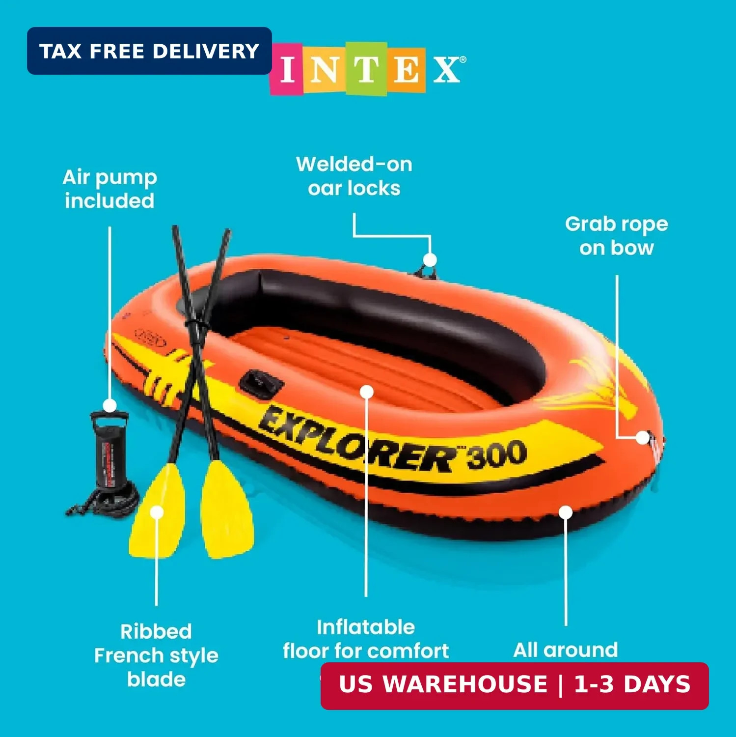 Explorer Compact Inflatable Boat Series: Dual Air Chambers – Welded Oar Lo