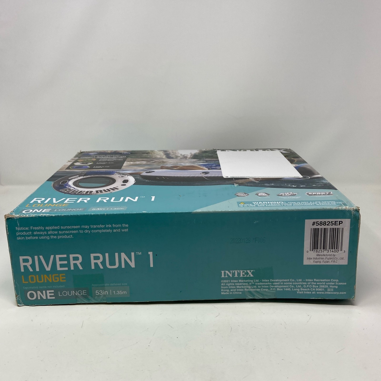 Intex River Run 1 Blue/White 53in Inflatable Tube w/ Backrest & Cups