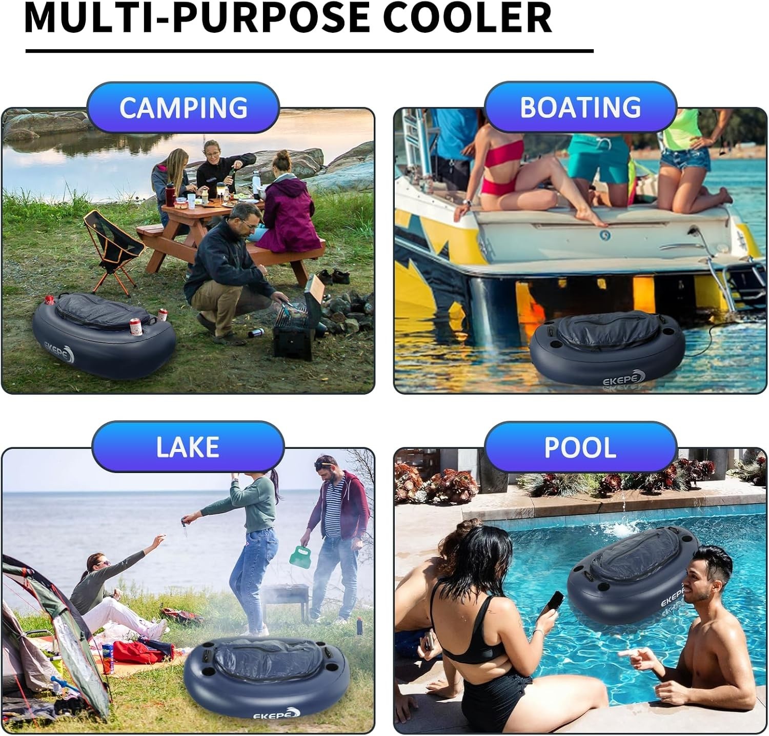 40 QT Inflatable Floating Cooler with Tow Rope – Perfect for Kayaking & Boating
