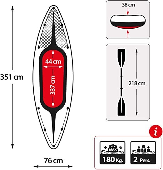 Kayak Inflable para 2 Personas con Remos de Aluminio y Bomba de Aire Profesional