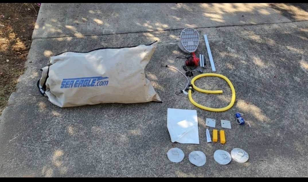 Sea Eagle 124-SMB Inflatable Raft/Boat w/ Bag, Pump, Hose & Repair Kit