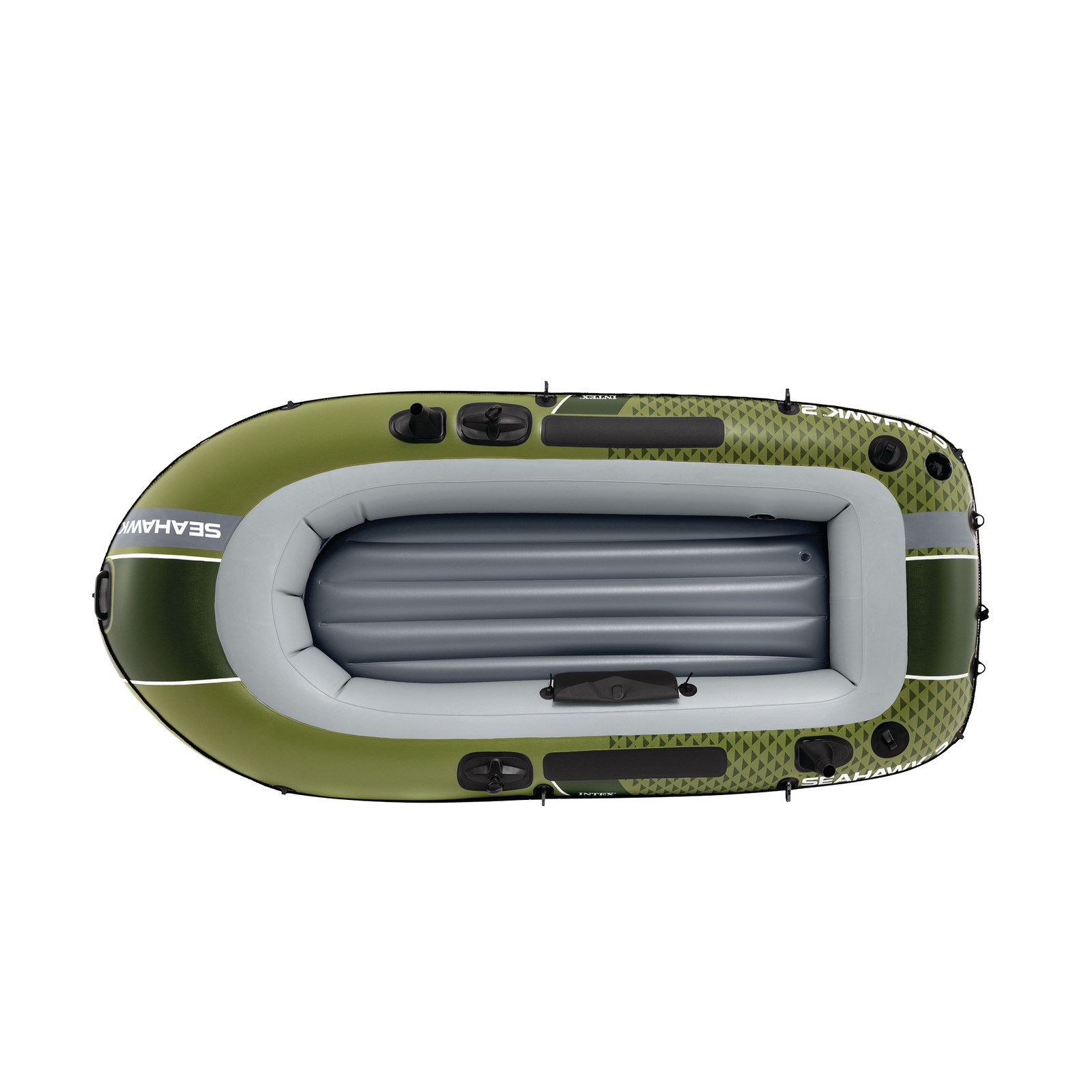 INTEX 66332EP Seahawk 2 Inflatable Boat Set with 48″ Oars, Pump, & Rod Holders