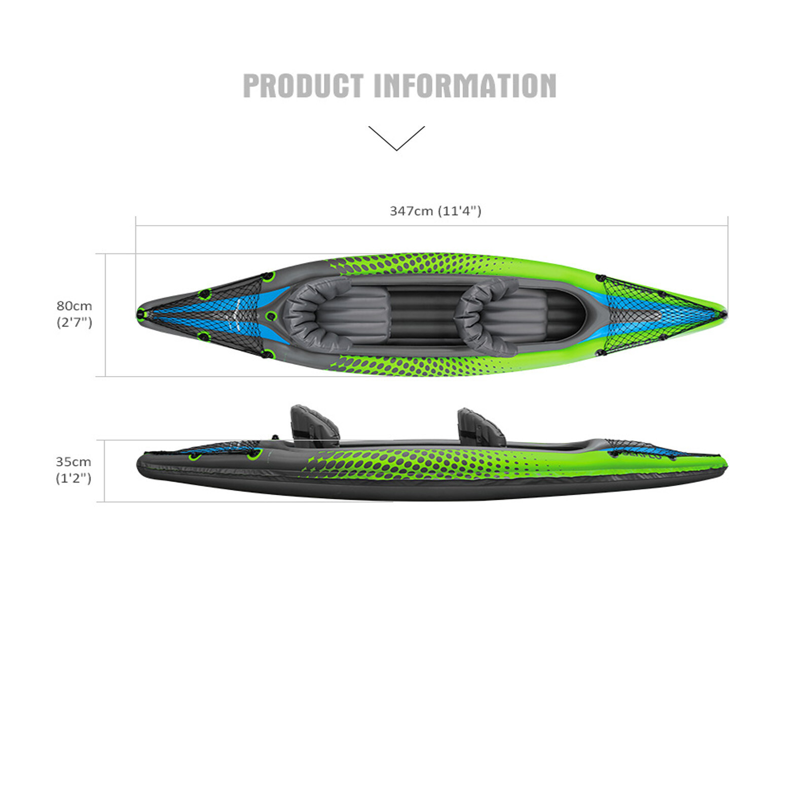 EliteShield 2 Person Tandem Inflatable Kayak Includes Aluminum Paddles, Air Pump