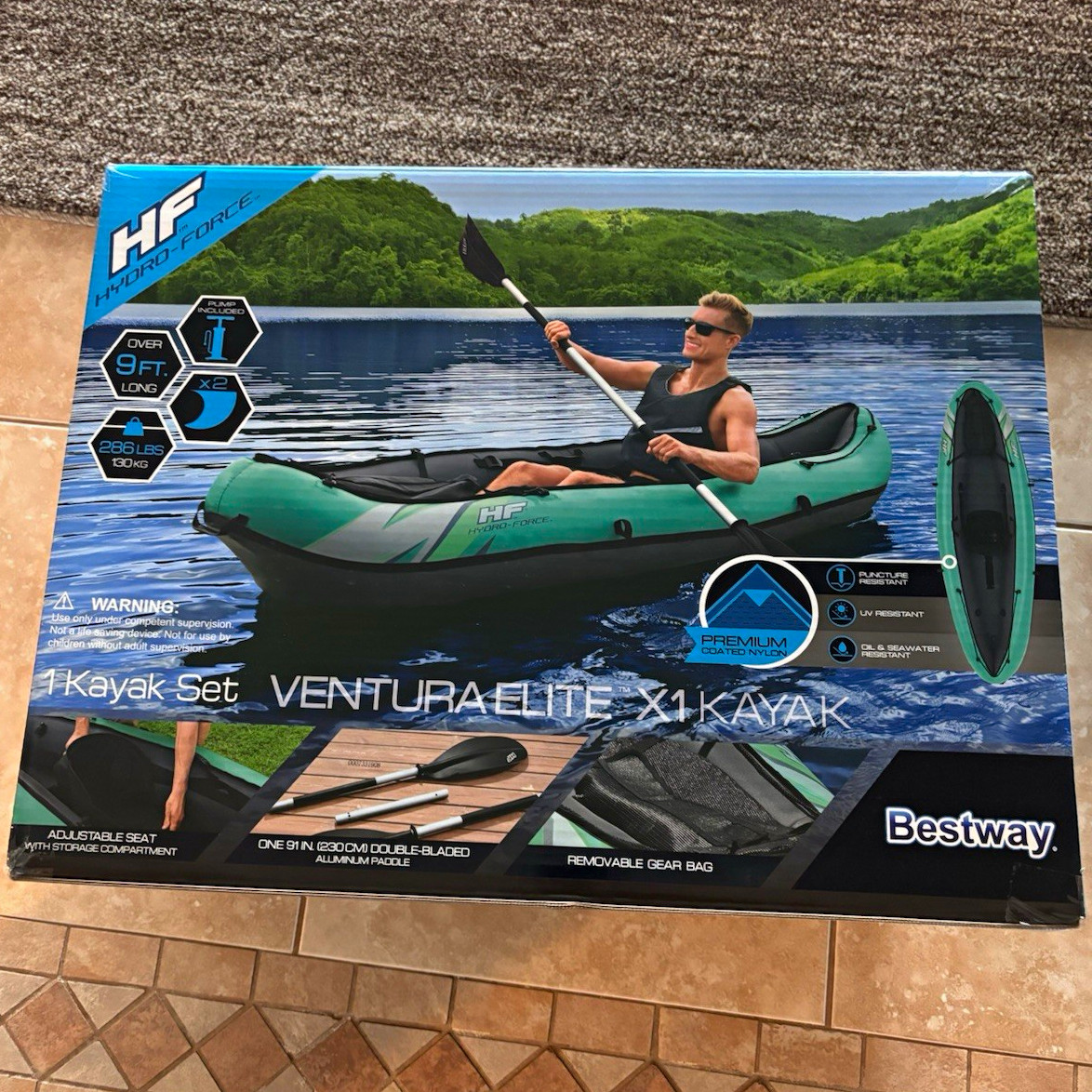 Bestway Hydro-Force Ventura Elite X1 Inflatable Kayak Set w/ Paddle Pump Bag