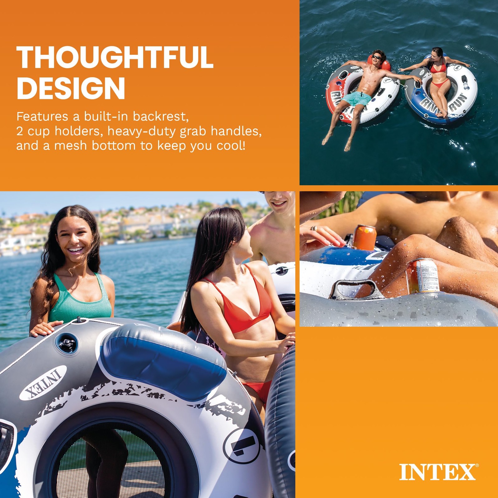 INTEX 58825EP River Run 1 Inflatable Floating Lounge: 1 Pack, Blue