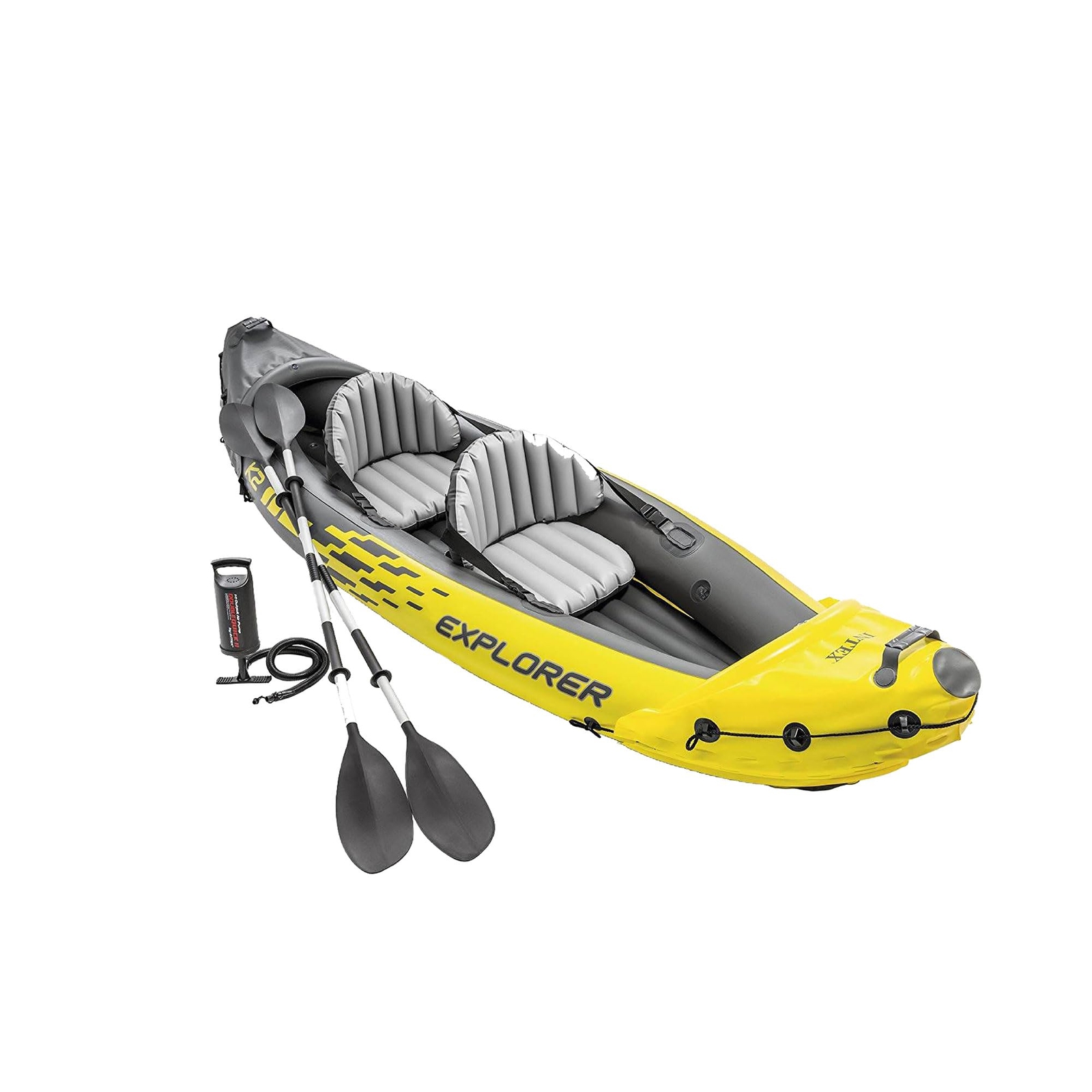2 Person Yellow Inflatable Kayak Lightweight Compact Adventure Ready