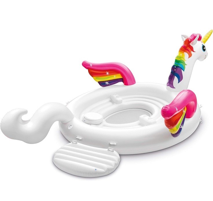 NIB Intex 57266EP HUGE Unicorn Party Island Pool Floats – White & Rainbow
