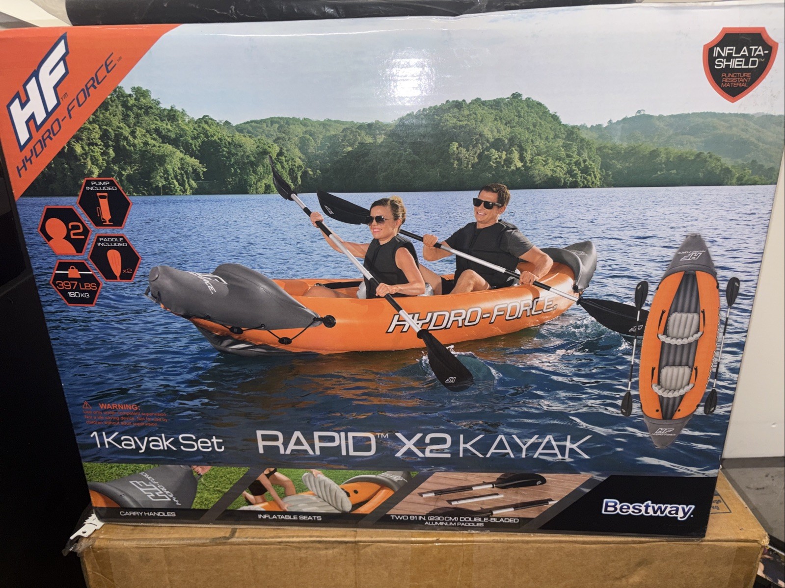 Bestway Hydro-Force Rapid X2 Inflatable 2 Person Kayak Outdoor Lake and River