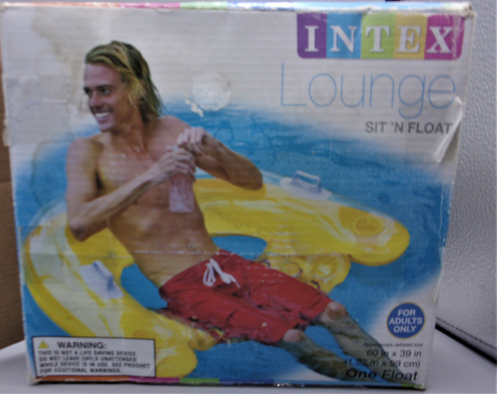 INTEX Inflatable Lounge Raft Sit ‘n Float Adult Swimming Pool Yellow 60″ x 39″