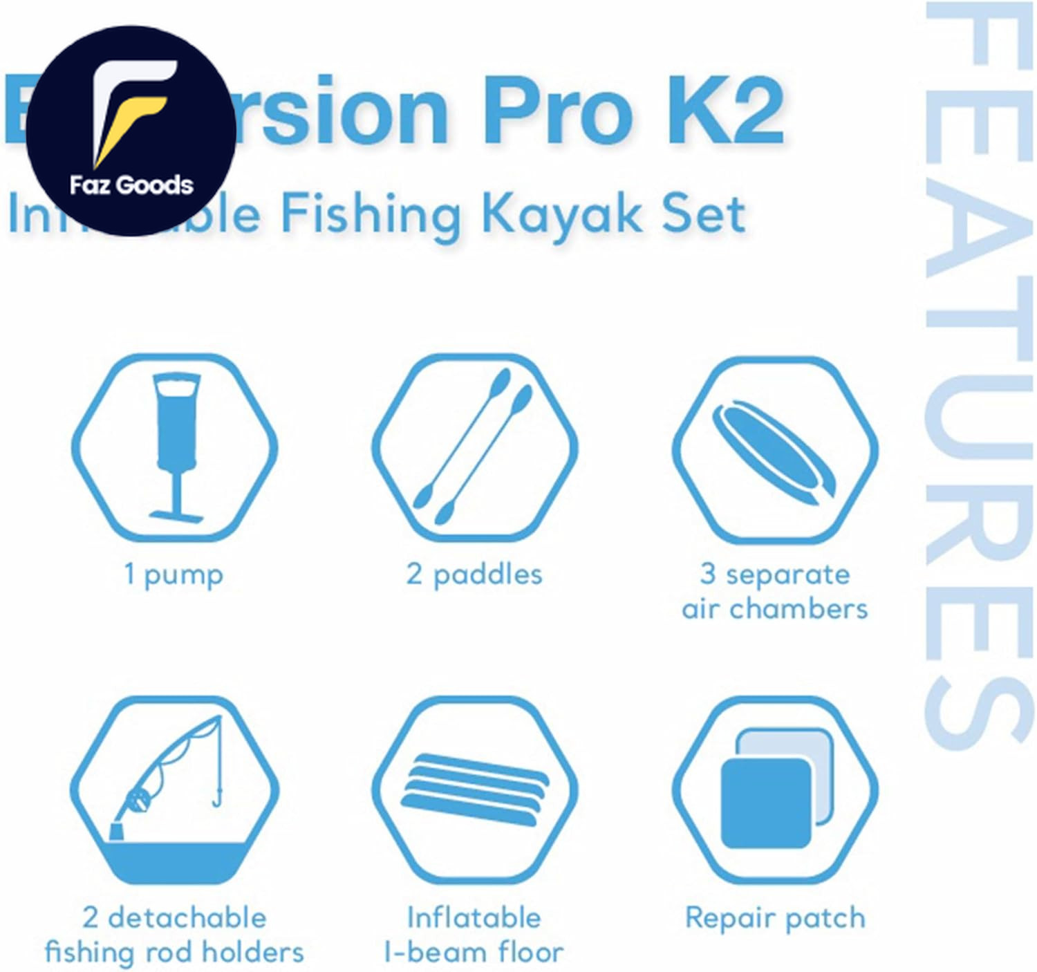 Intex 68309EP Excursion Pro K2 Inflatable Kayak Set Includes Deluxe 86in Kayak