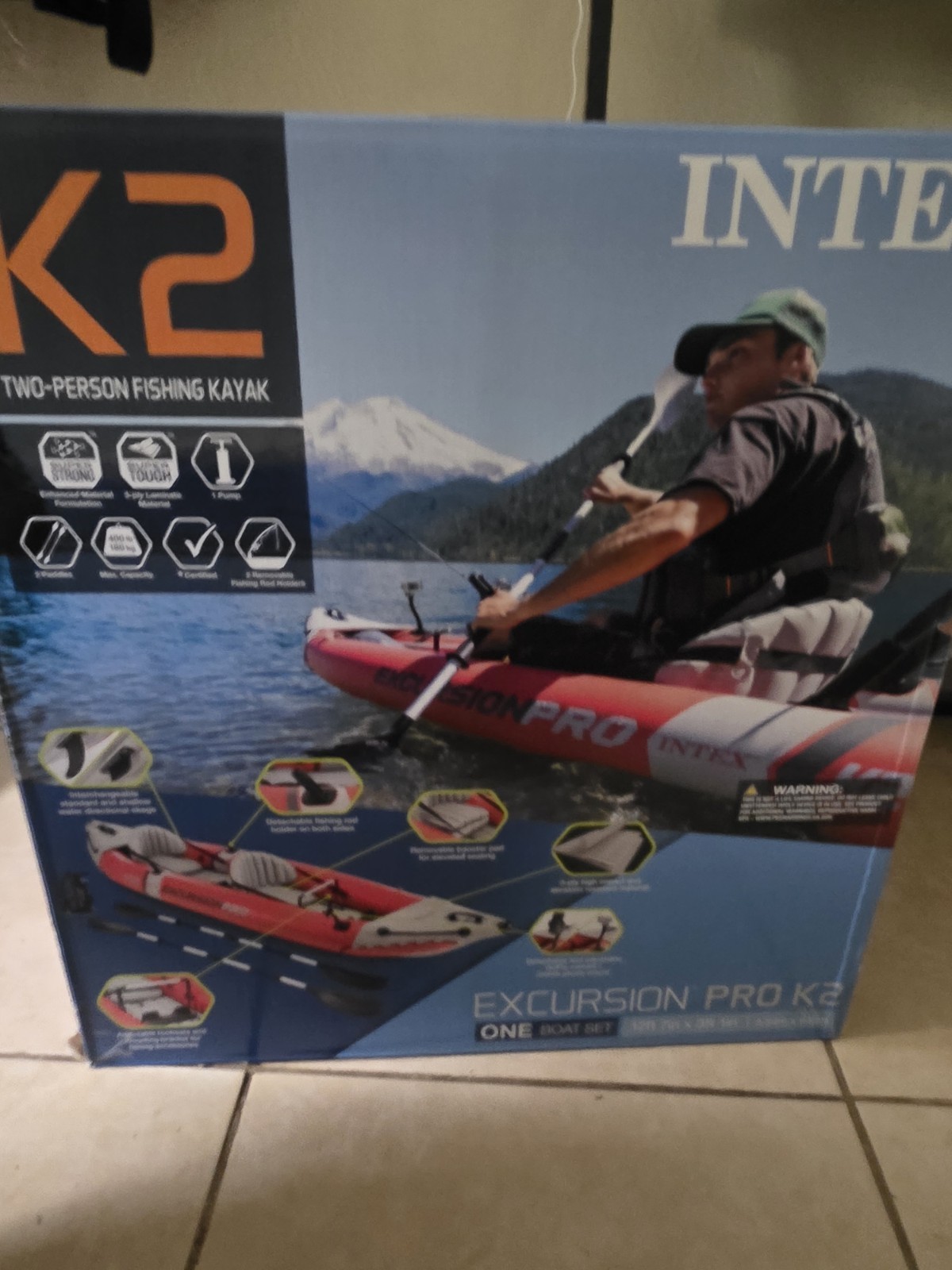 Intex Excursion Pro K2 Inflatable Kayak with Oars and Pump 2 Person 151inch X 37