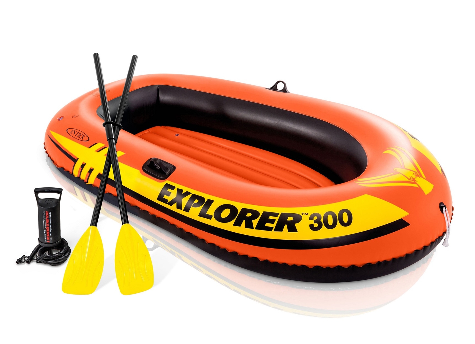Intex Explorer 300 3Person Inflatable Boat Set with French Oars and Air Pump