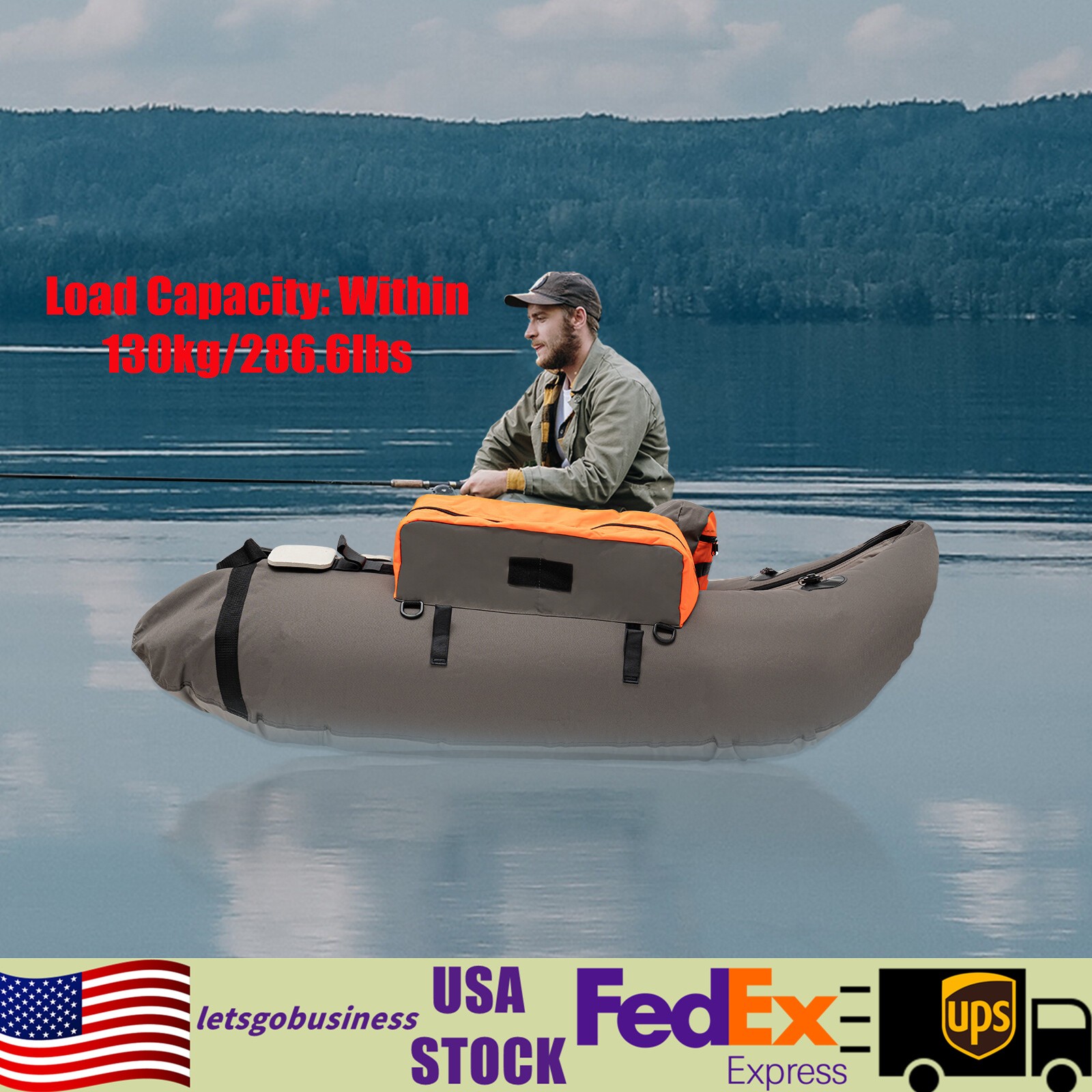 Outdoor Fishing Boat Inflatable Boat Raft with Pump Adjustable Backrest 130kg