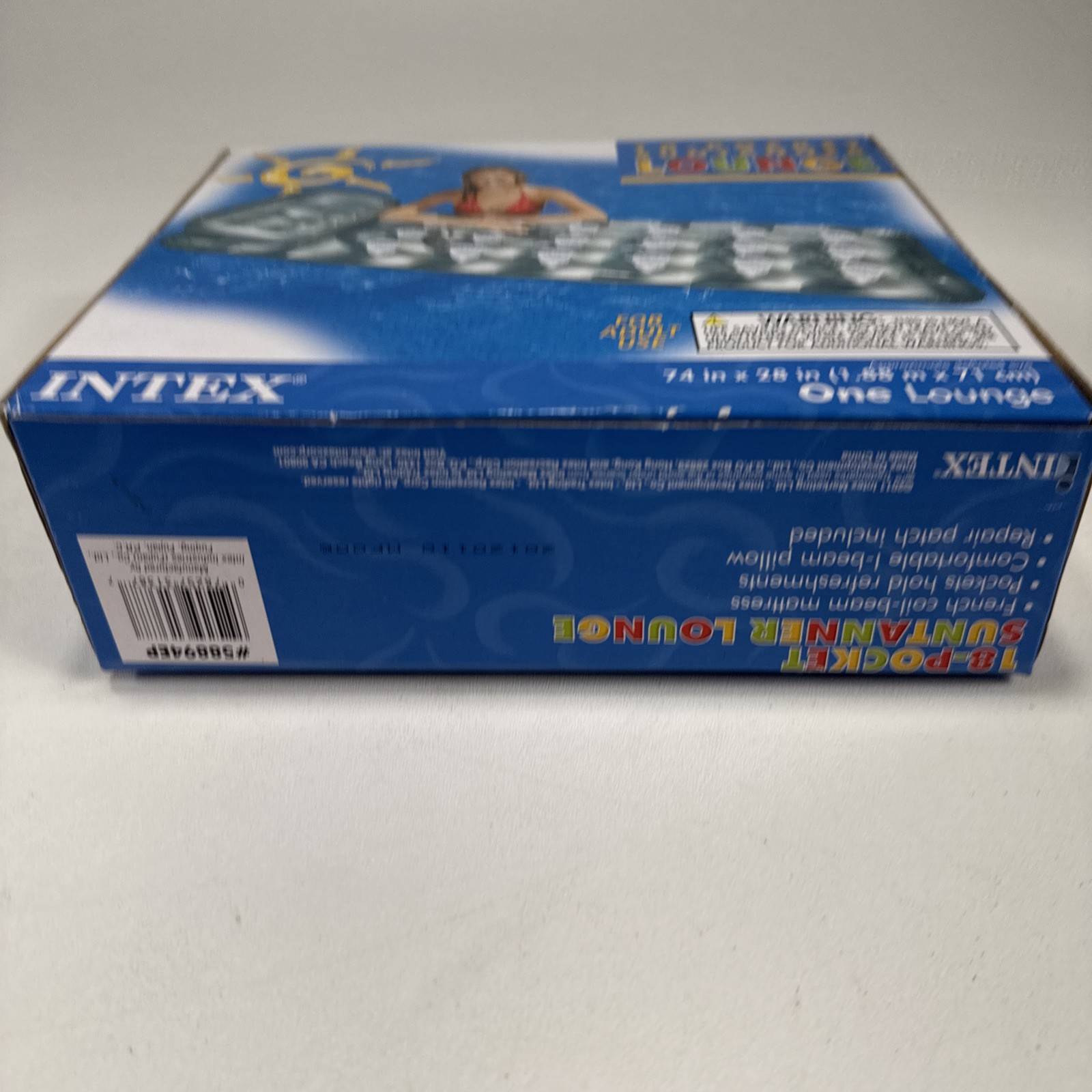Intex 58894EP 18-Pocket Suntanner Lounge Pool Float 74×28 Silver New Boxed
