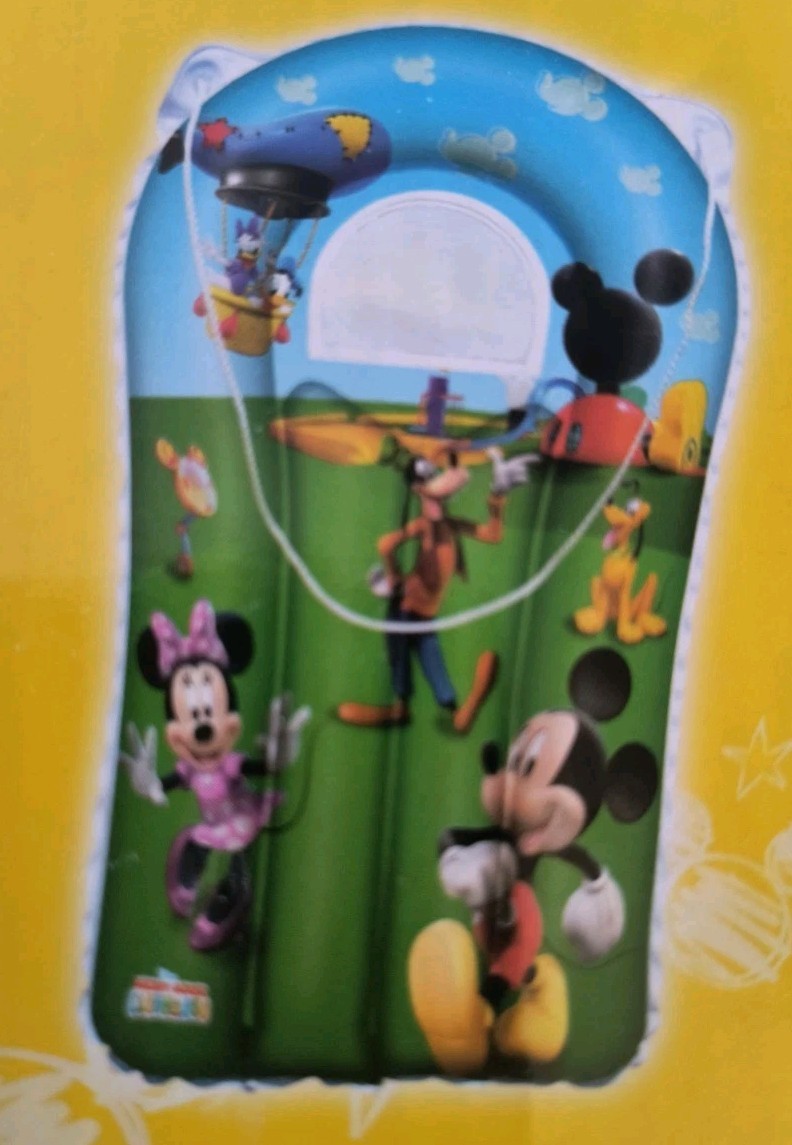 DISNEY MICKEY MOUSE CLUBHOUSE,SURF RIDER,POOL FLOAT,W/ WINDOW & TOW ROPE,KIDS 3+