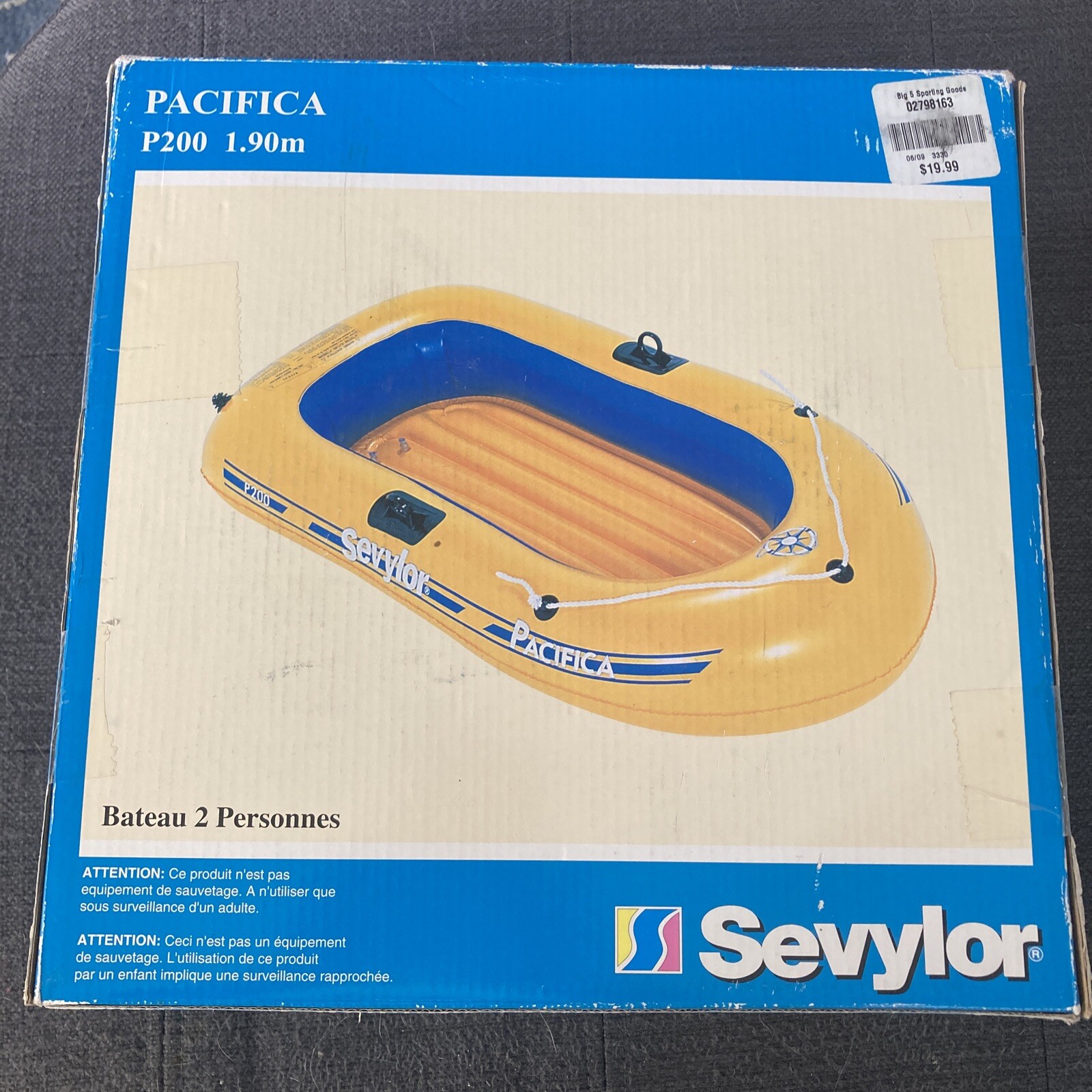 Sevylor Pacifica P200 6’3” Inflatable 2 Person Boat