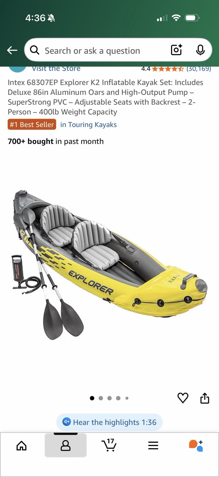 Intex Explorer K2 Inflatable Kayak – 2 Person