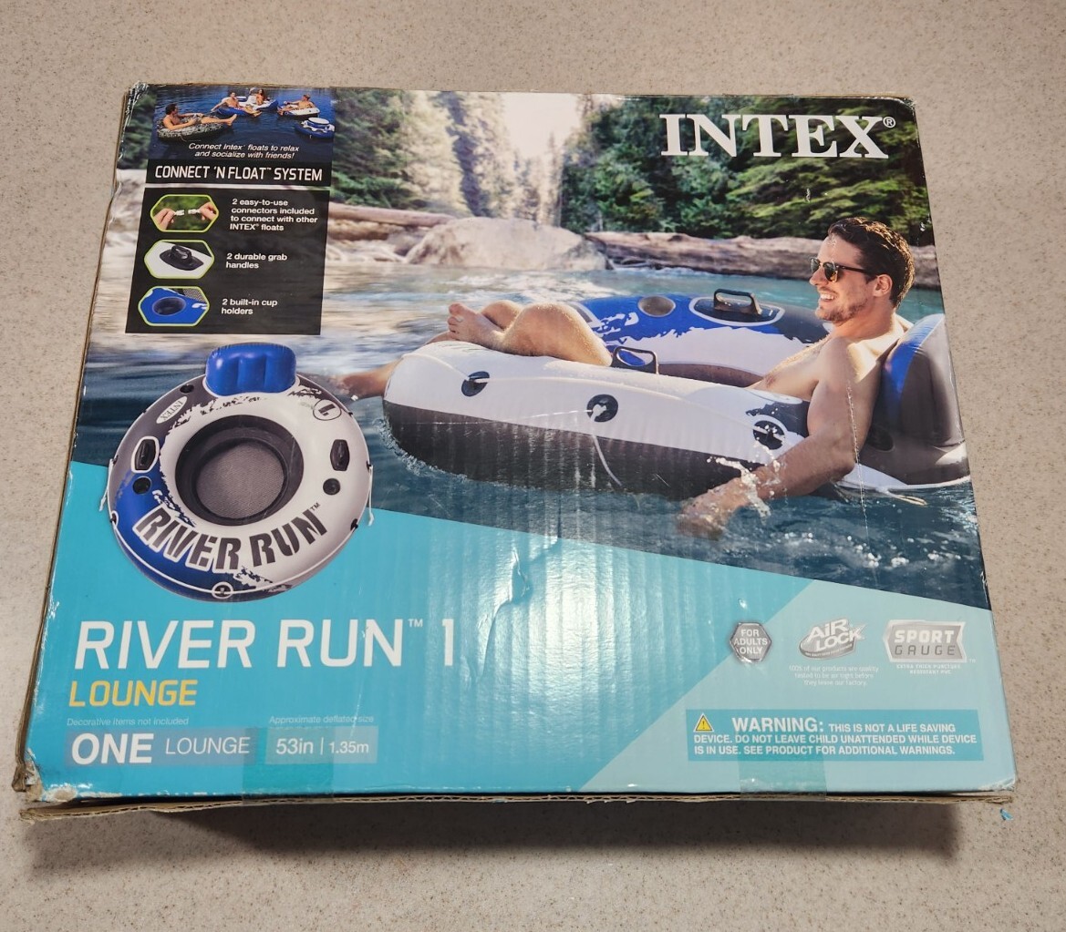 Intex River Run 1 Person Inflatable Tube Raft Float for Lake, Pool, and River