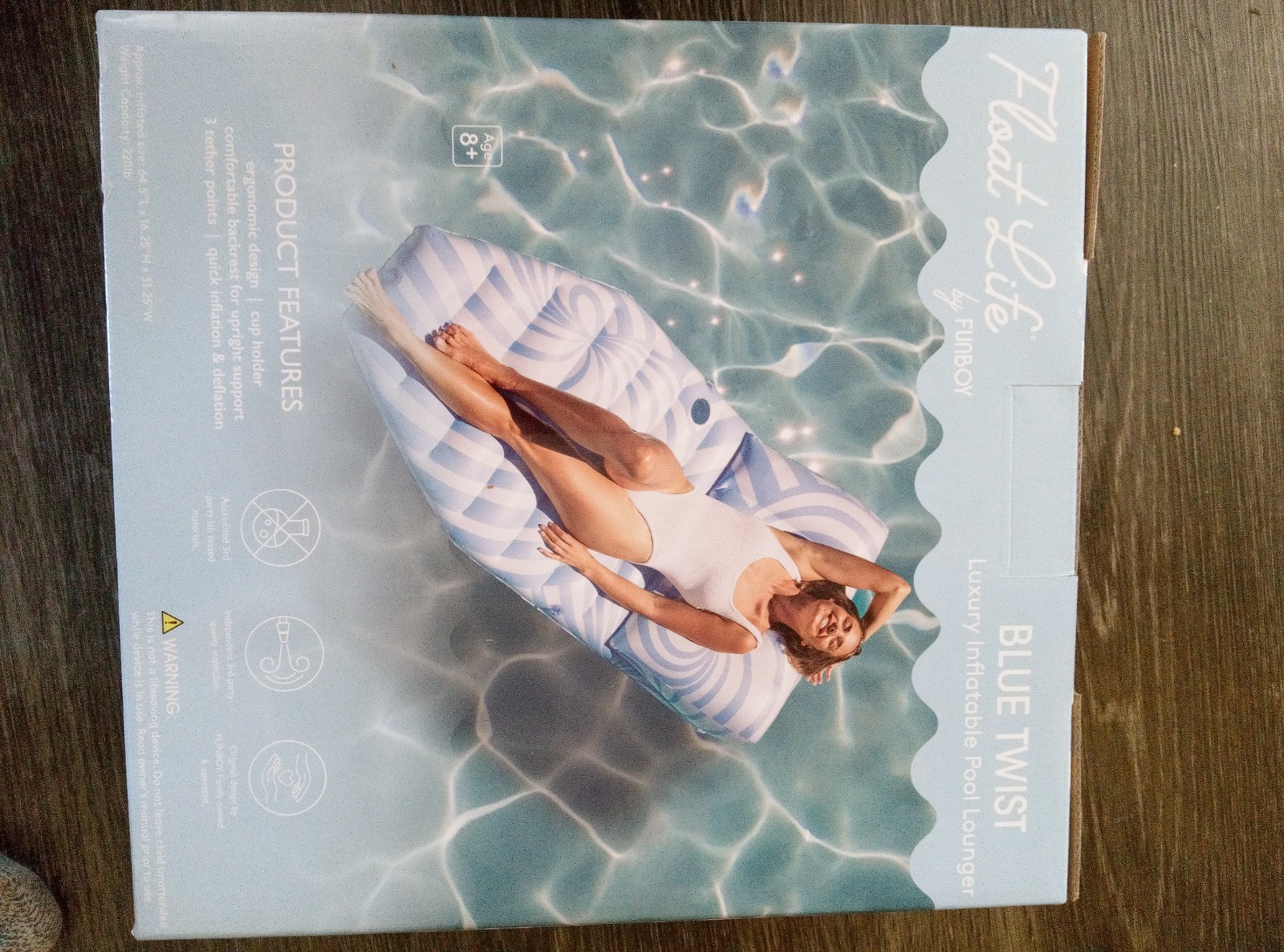 Funboy Float Life Blue Twist Sun Lounger Pool Float with Ergonomic Backrest
