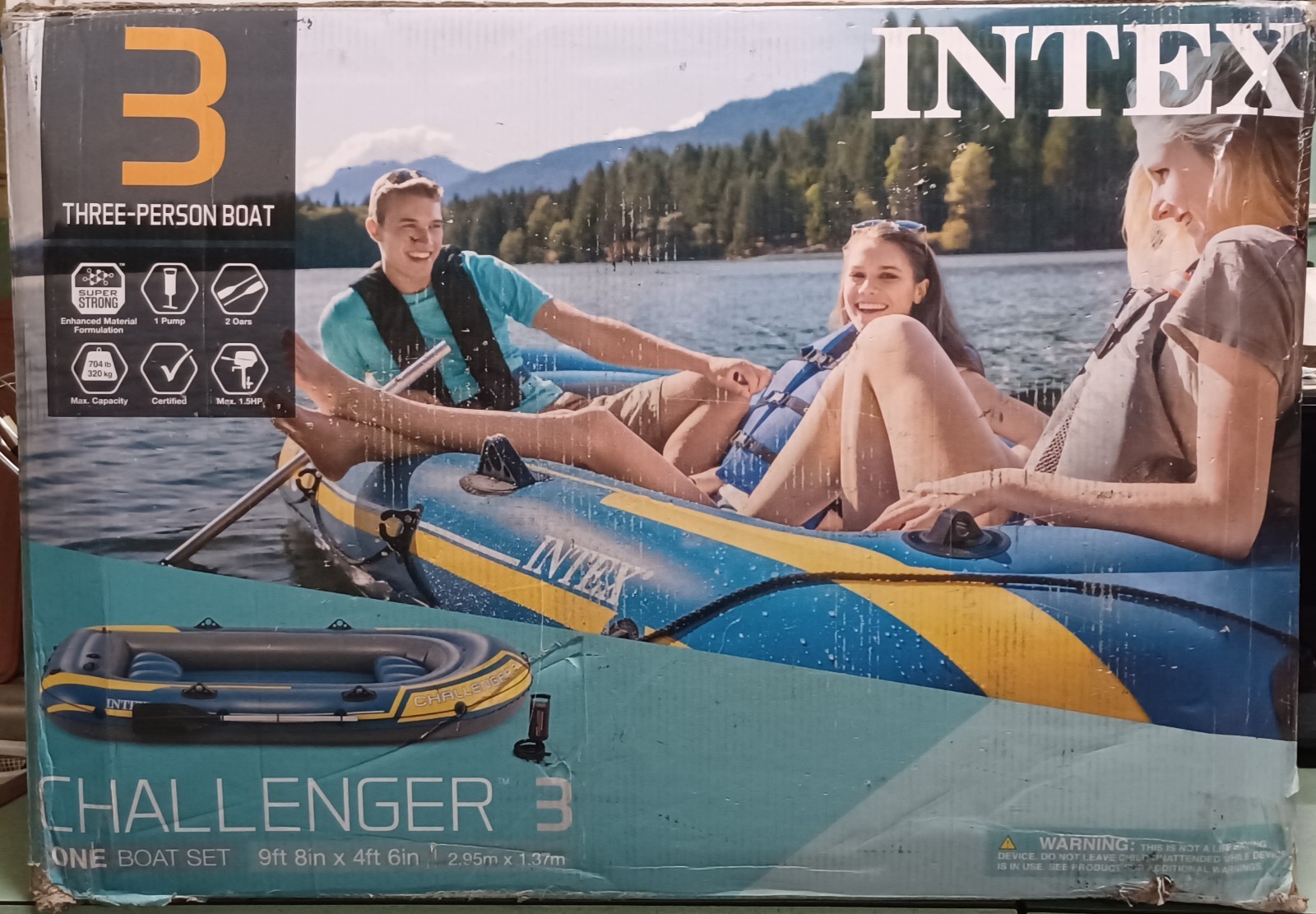 INTEX Challenger 3 Inflatable Boat Set with Pump & Oars | 68370EP (Used)
