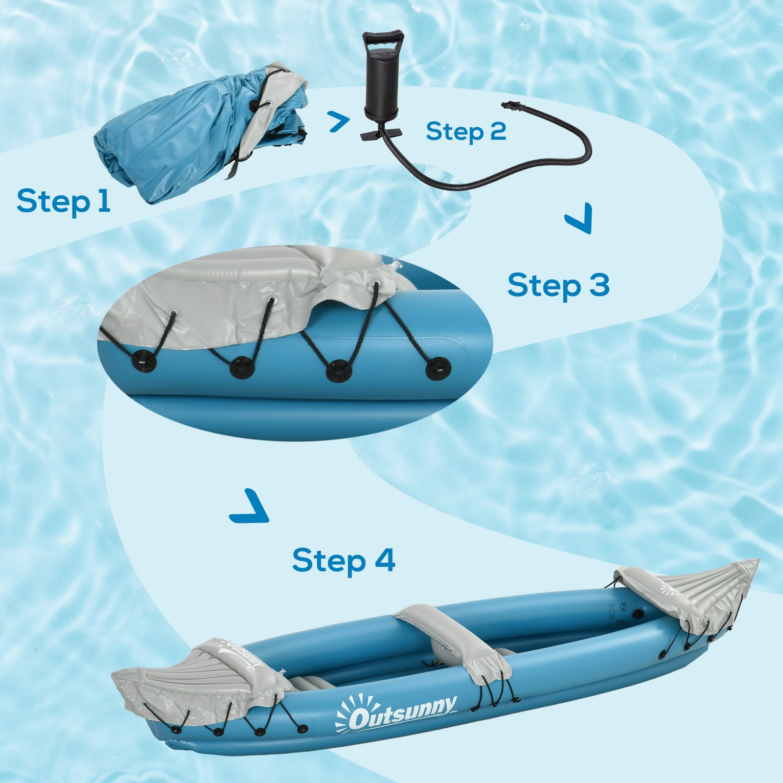 Inflatable Kayak for Adults, 2 Person Fishing Kayak, Portable Bag, Blow Up Boat
