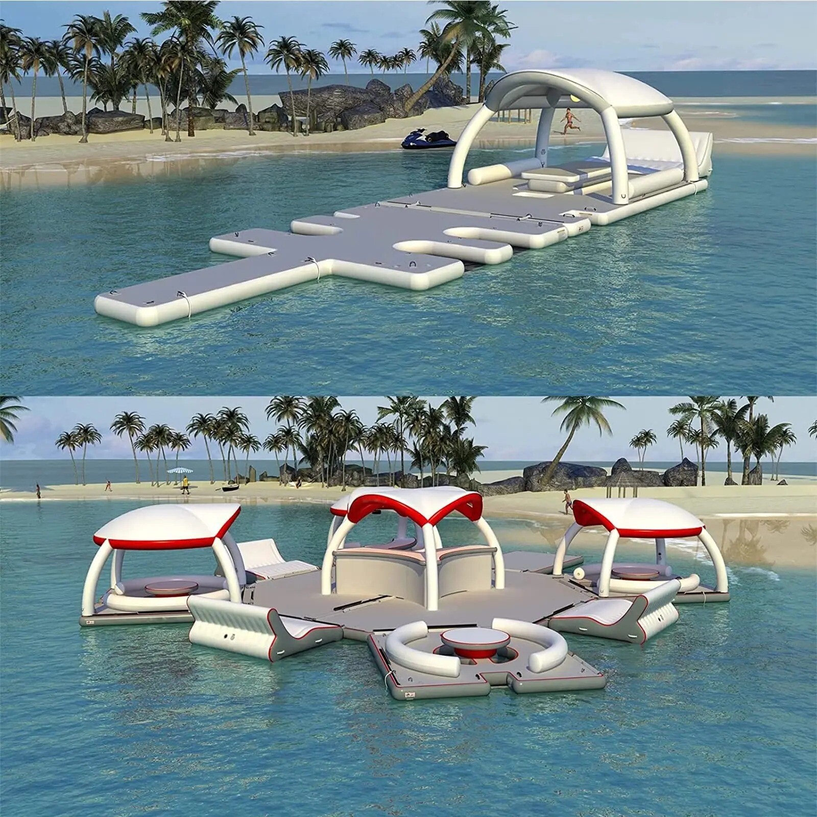 Inflatable Sunshade Tent Floating Dock Sofa Lounge Chair Floating Bed For Sea