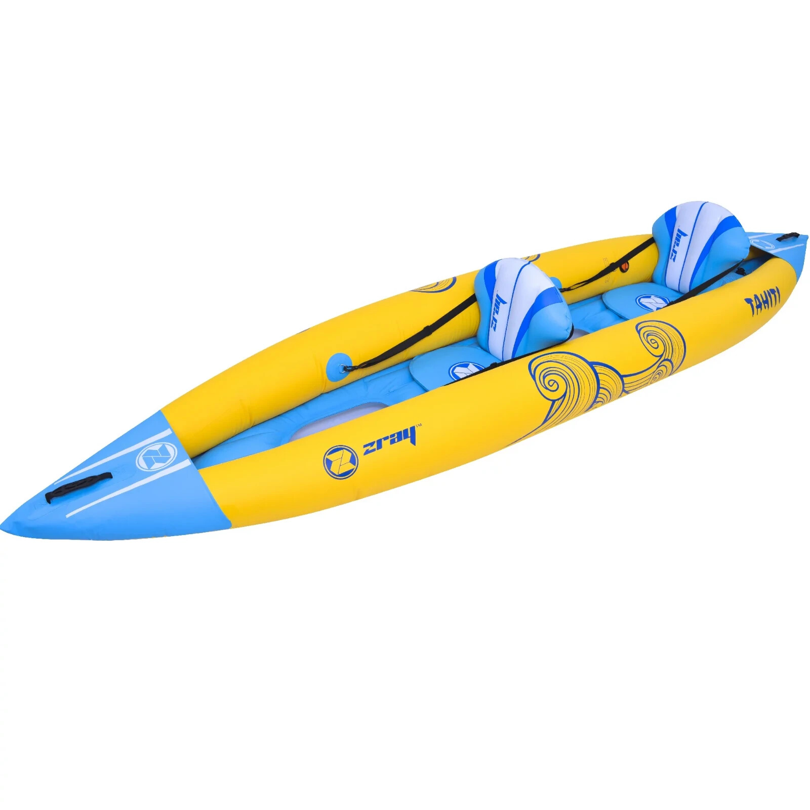 Inflatable Blue and Yellow Zray Tahiti Kayak Set with Paddles 156-Inch