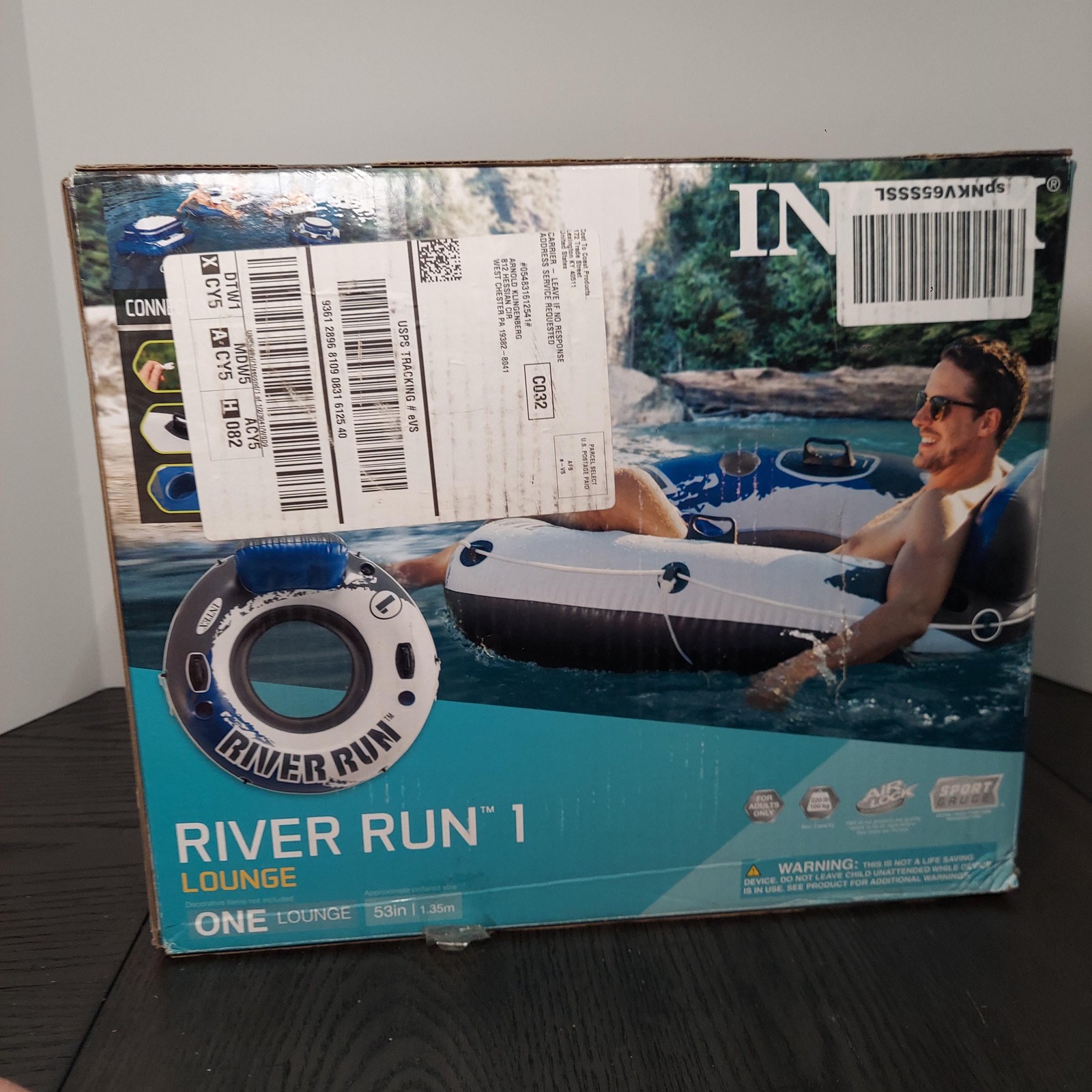 Intex River Run 1 Lounge Inflatable Float Tube Pool Lake Raft 53in New Complete