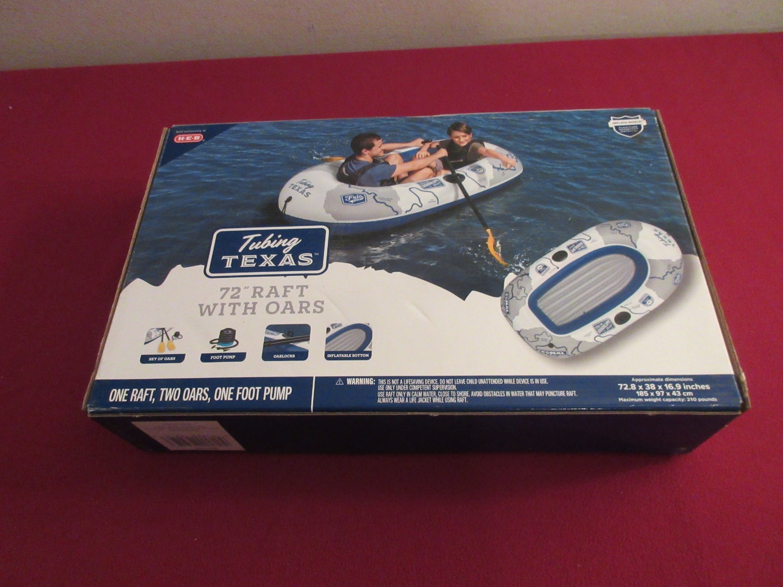 Tubing Texas 72” Raft W/ 2 Oars, One Pump – HEB- BRAND NEW SEALED