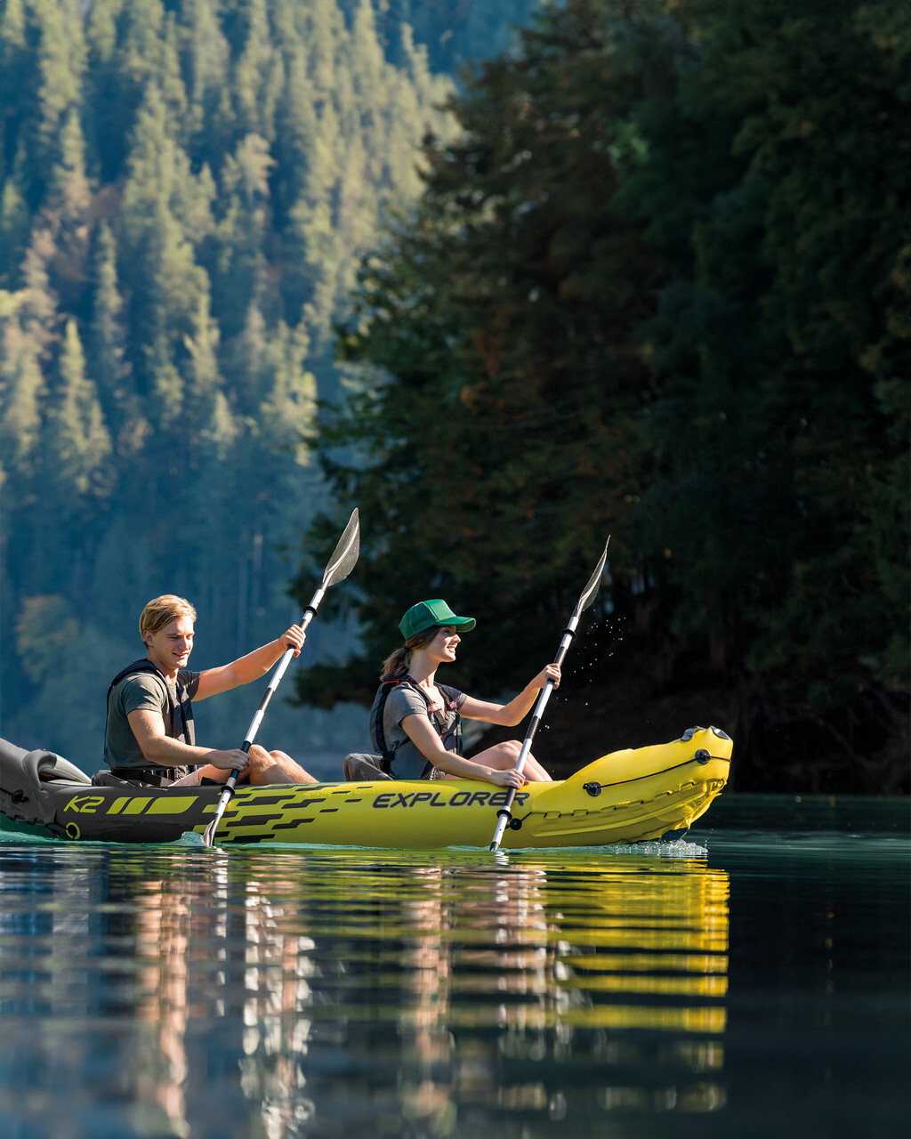 Intex Explorer K2 Inflatable Kayak – 2 Person with 2 Paddles/Oars and Air Pump