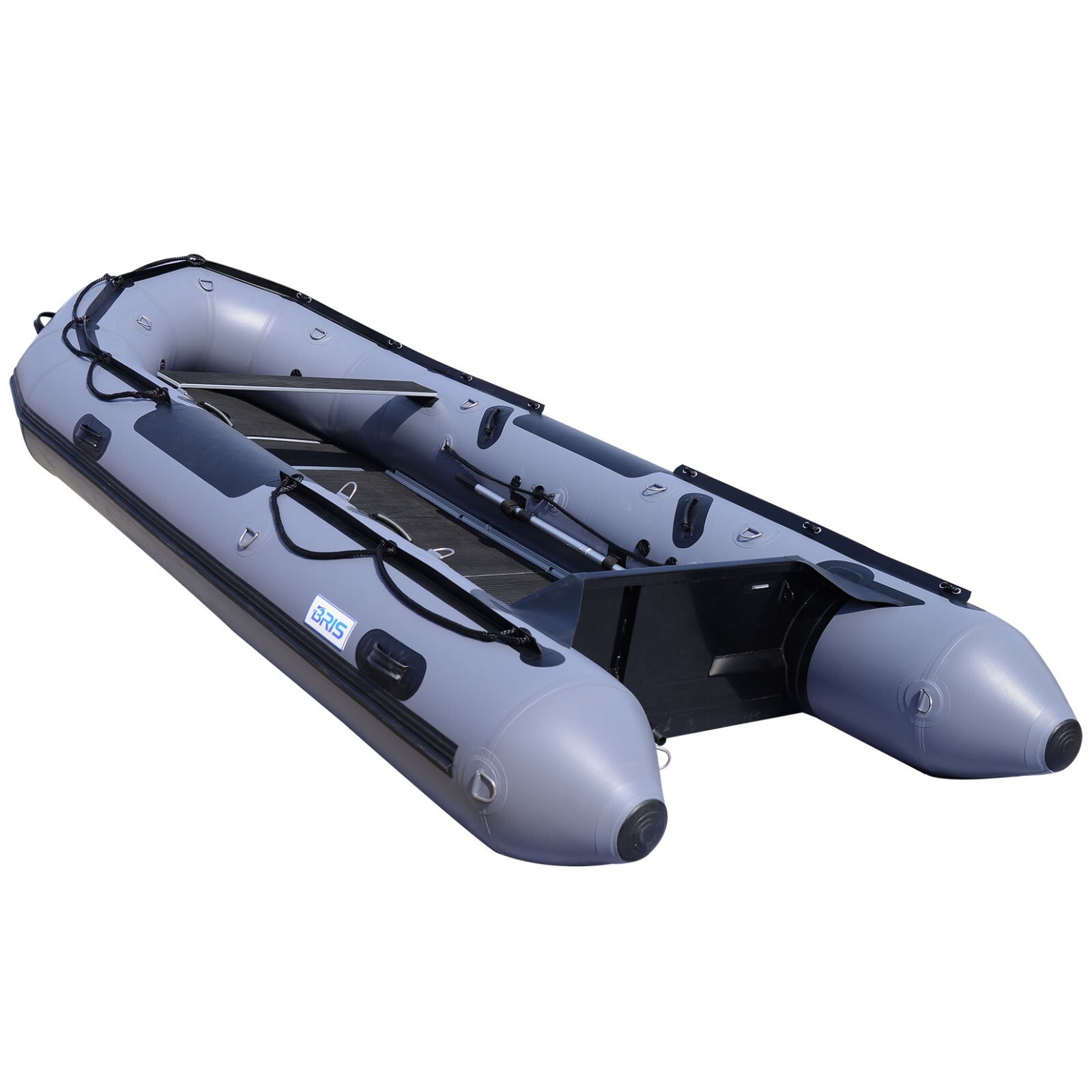 BRIS 14.5ft Inflatable Boat Inflatable Fishing Pontoon Boat ALUMINUM TRANSOM
