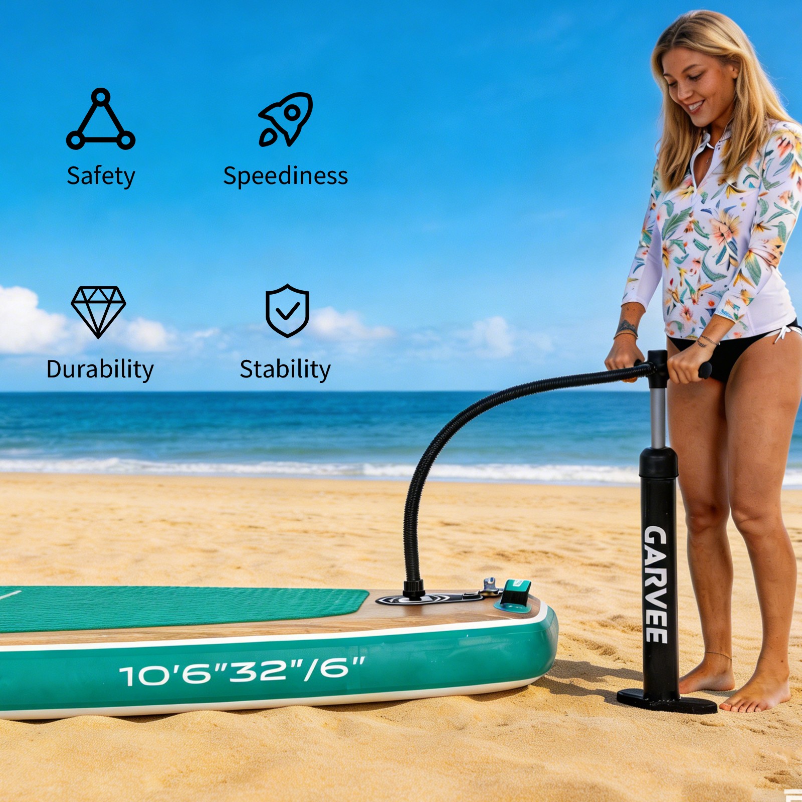 11FT Inflatable Paddle Board SUP 420lb Capacity w/ Paddle Pump Backpack Fins Kit