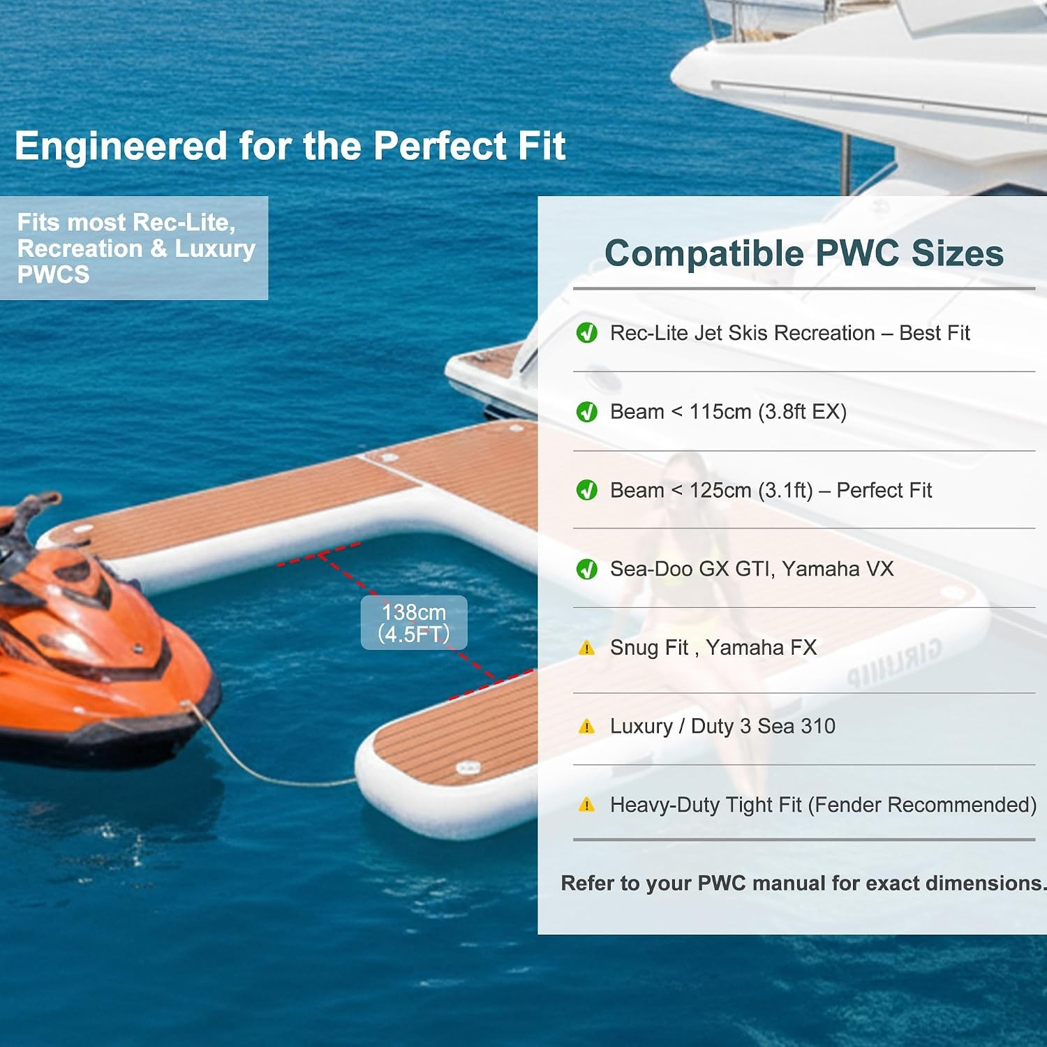 Inflatable Jet Ski Dock, Heavy Duty Floating PWC Docking Station with Non-Slip E