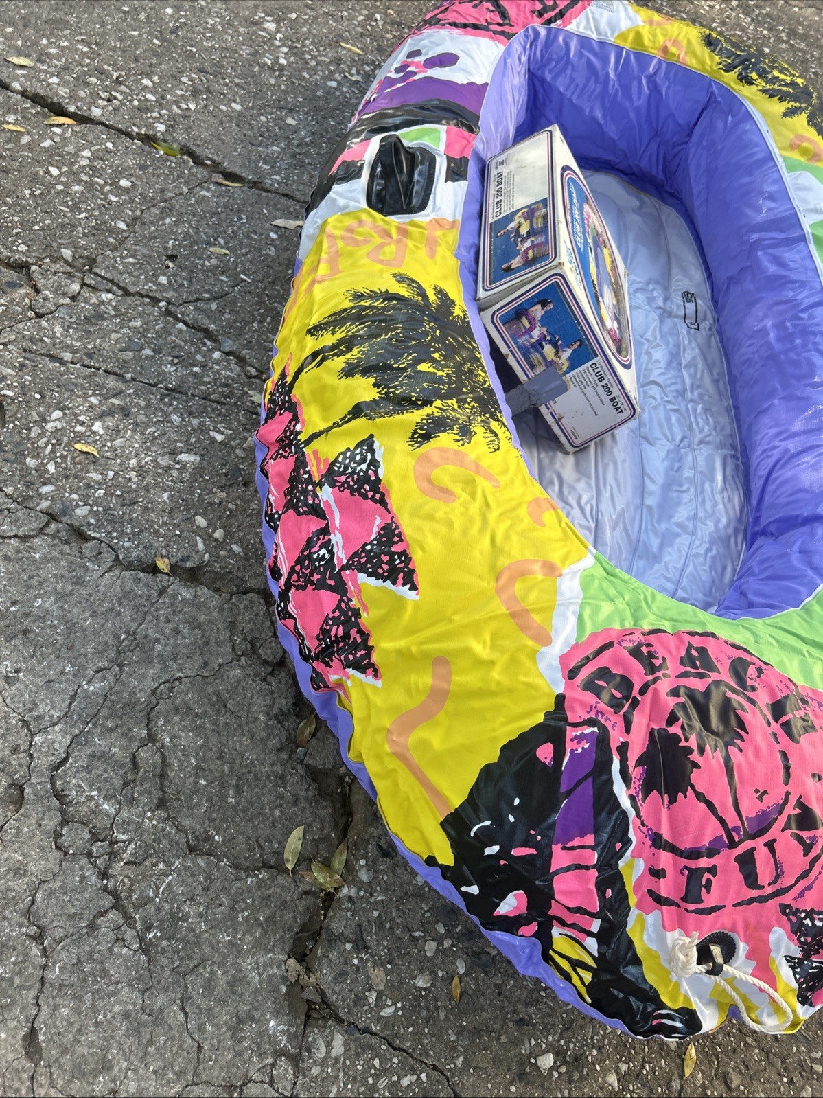 1992 INTEX The Wet Set Club 200 Inflatable 2 Person Boat 3 Air Chambers 78 x 46