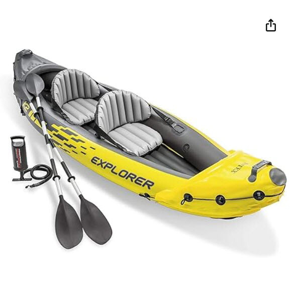 Inflatable Kayak Set Deluxe Aluminum Oars Pump Super Strong PVCAdjustable Seats