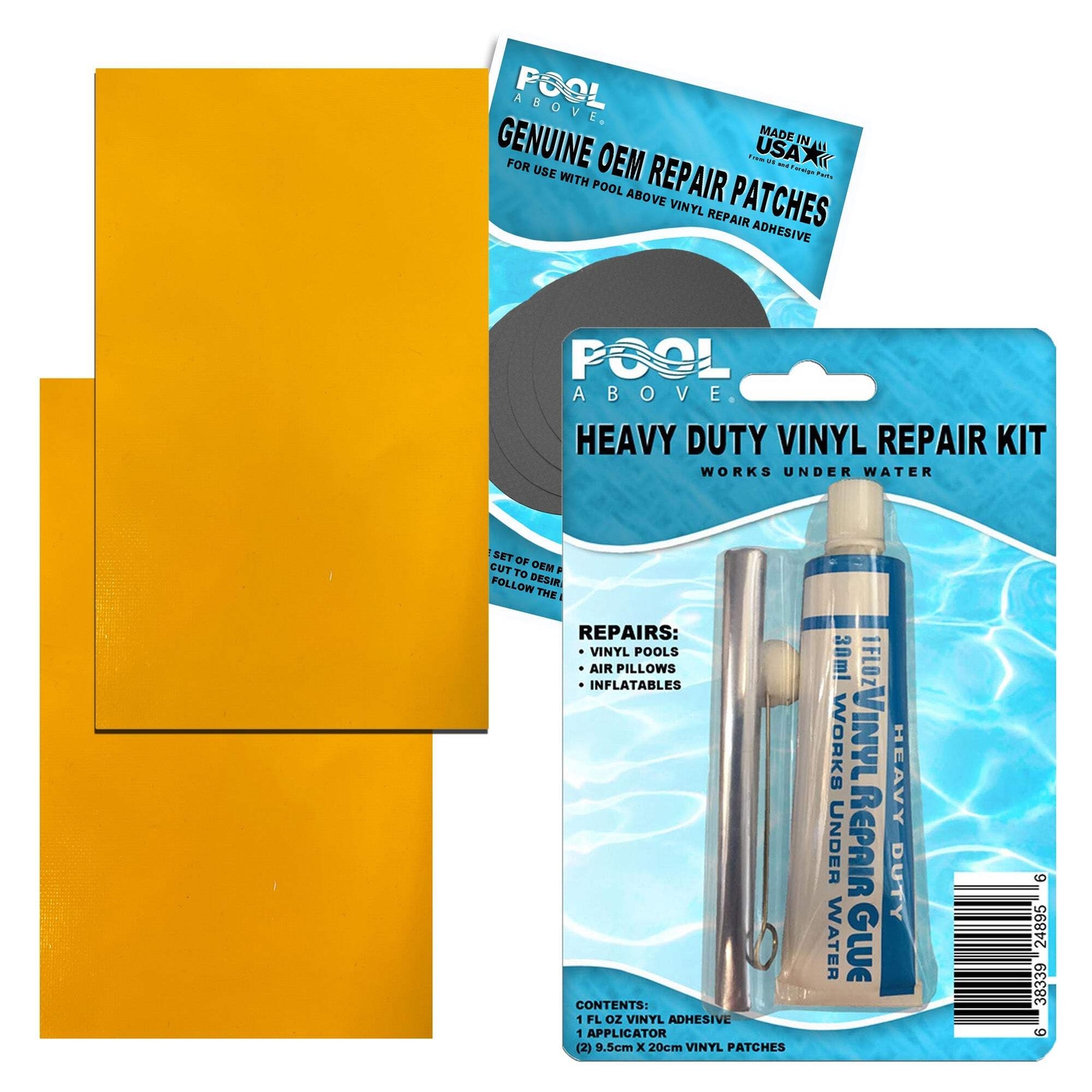 Repair Kit for Kayak, Inflatables | Vinyl Glue | Gray Blue Multi 5.5″ x 8.5″ Pat